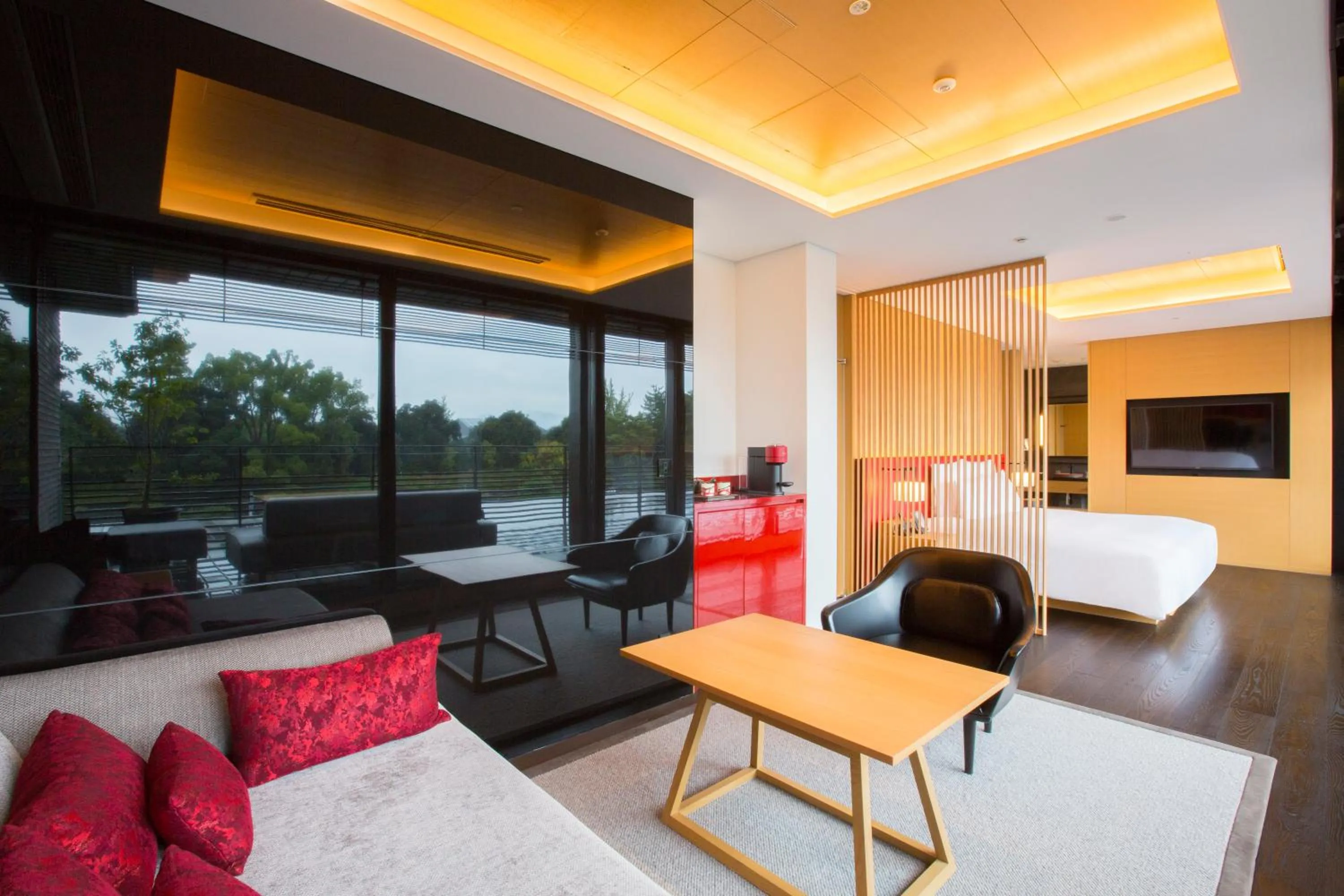 Seating area in Garrya Nijo Castle Kyoto