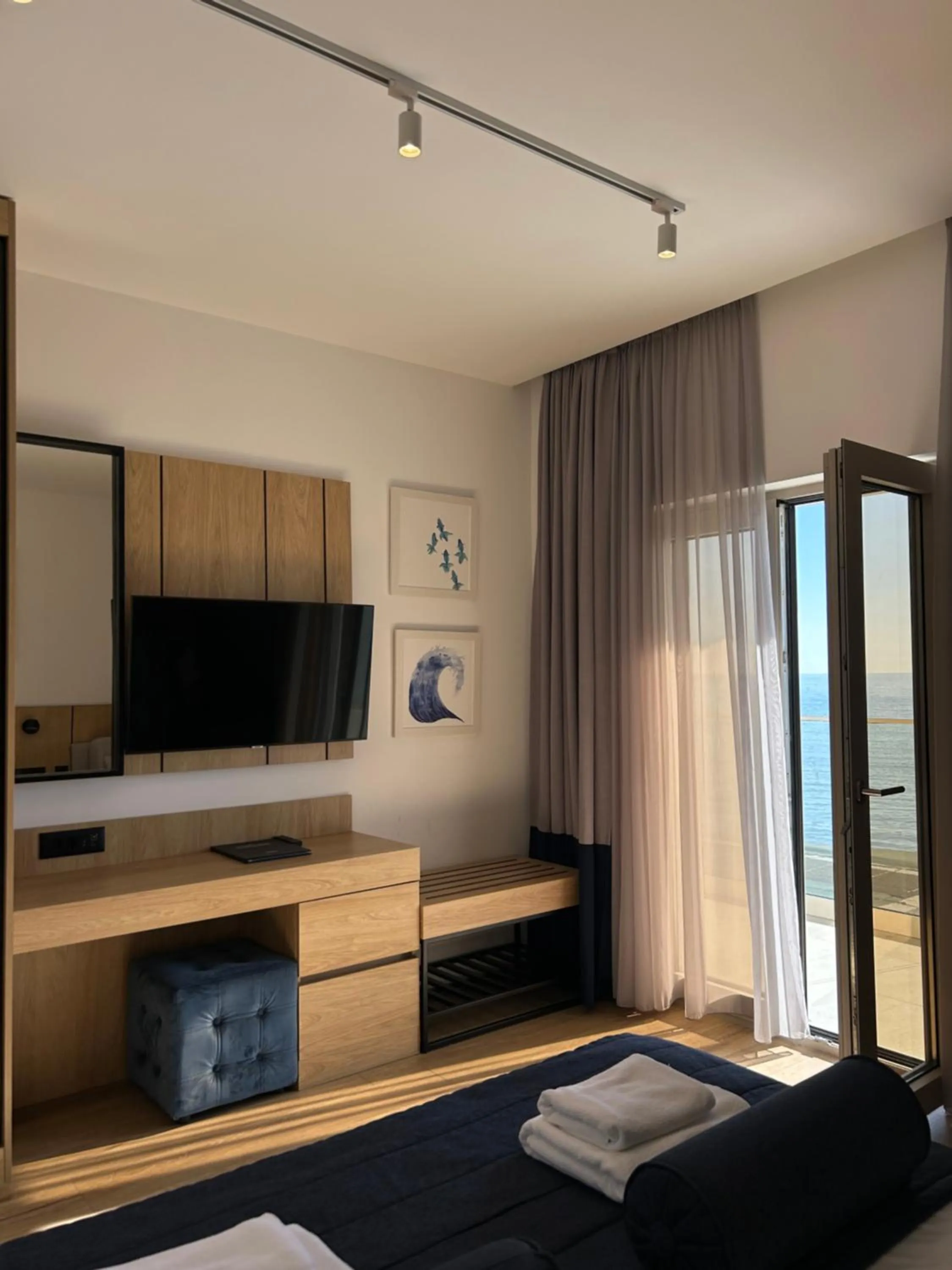 View (from property/room), Bed in Poseidon The Beach Hotel