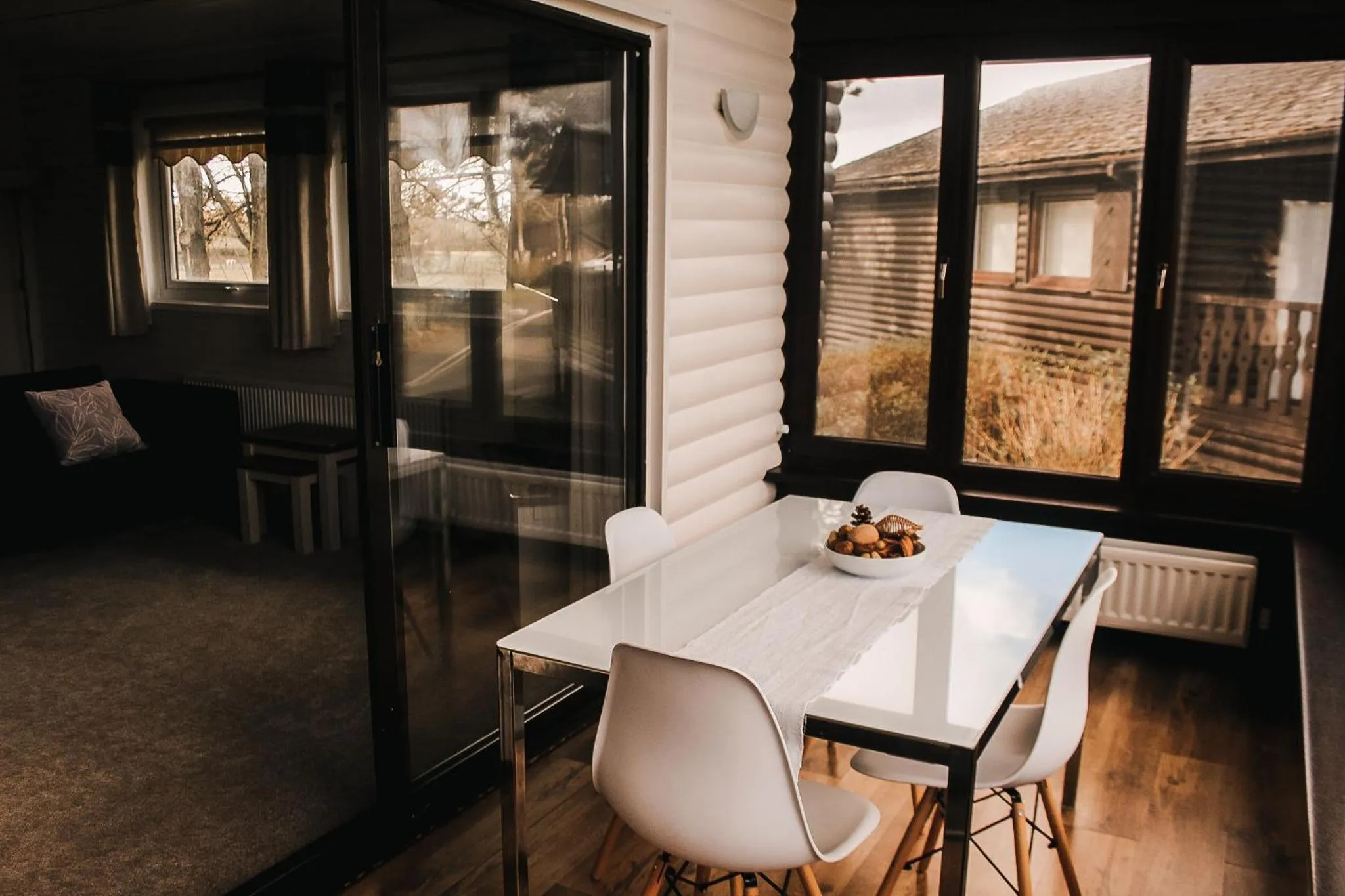 Dining area in Keer Side Lodge, Luxury lodge with private hot tub at Pine Lake Resort