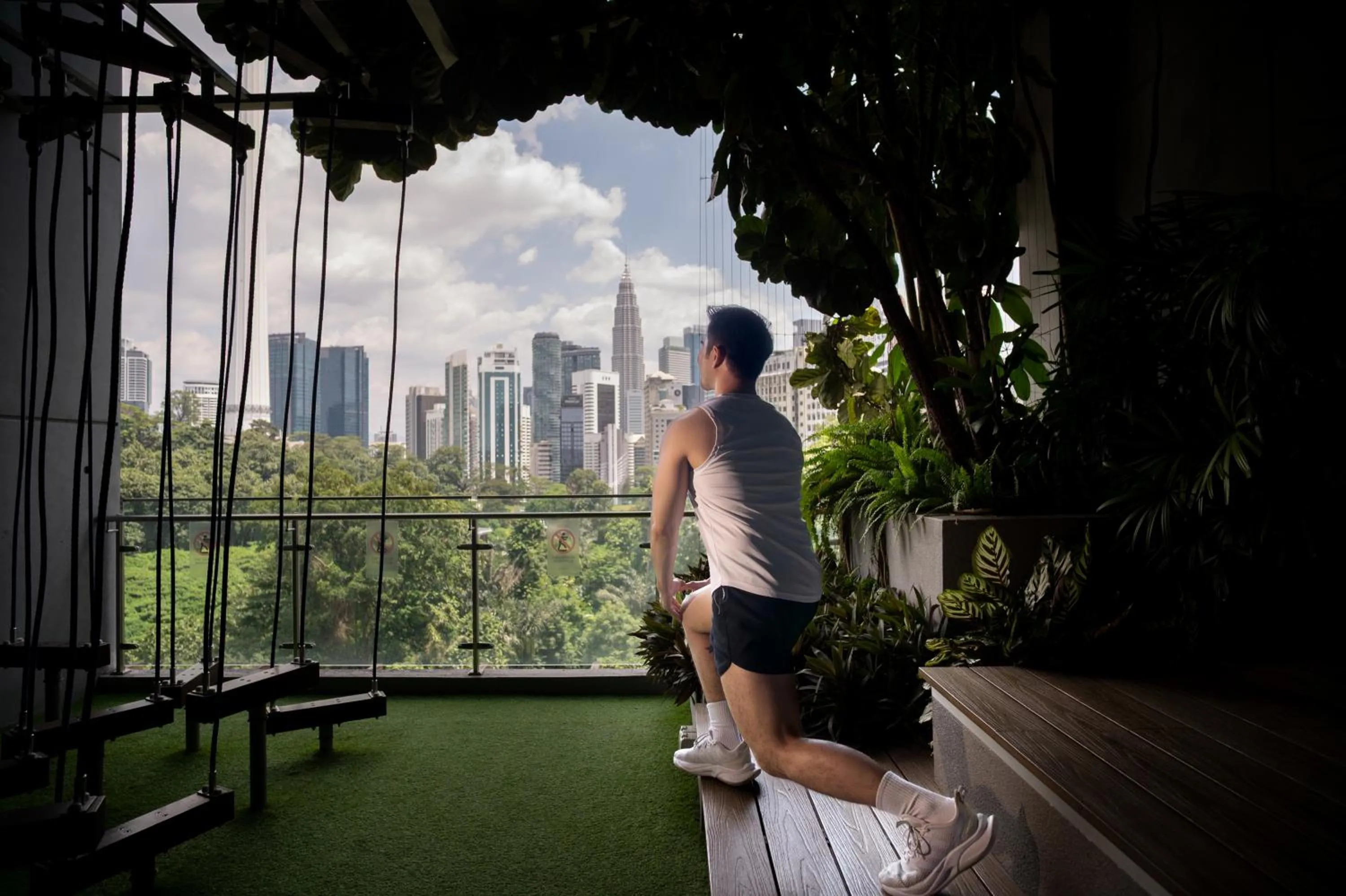 Balcony/Terrace in Ceylonz Suites KLCC Rooftop Infinity Pool KL Tower View