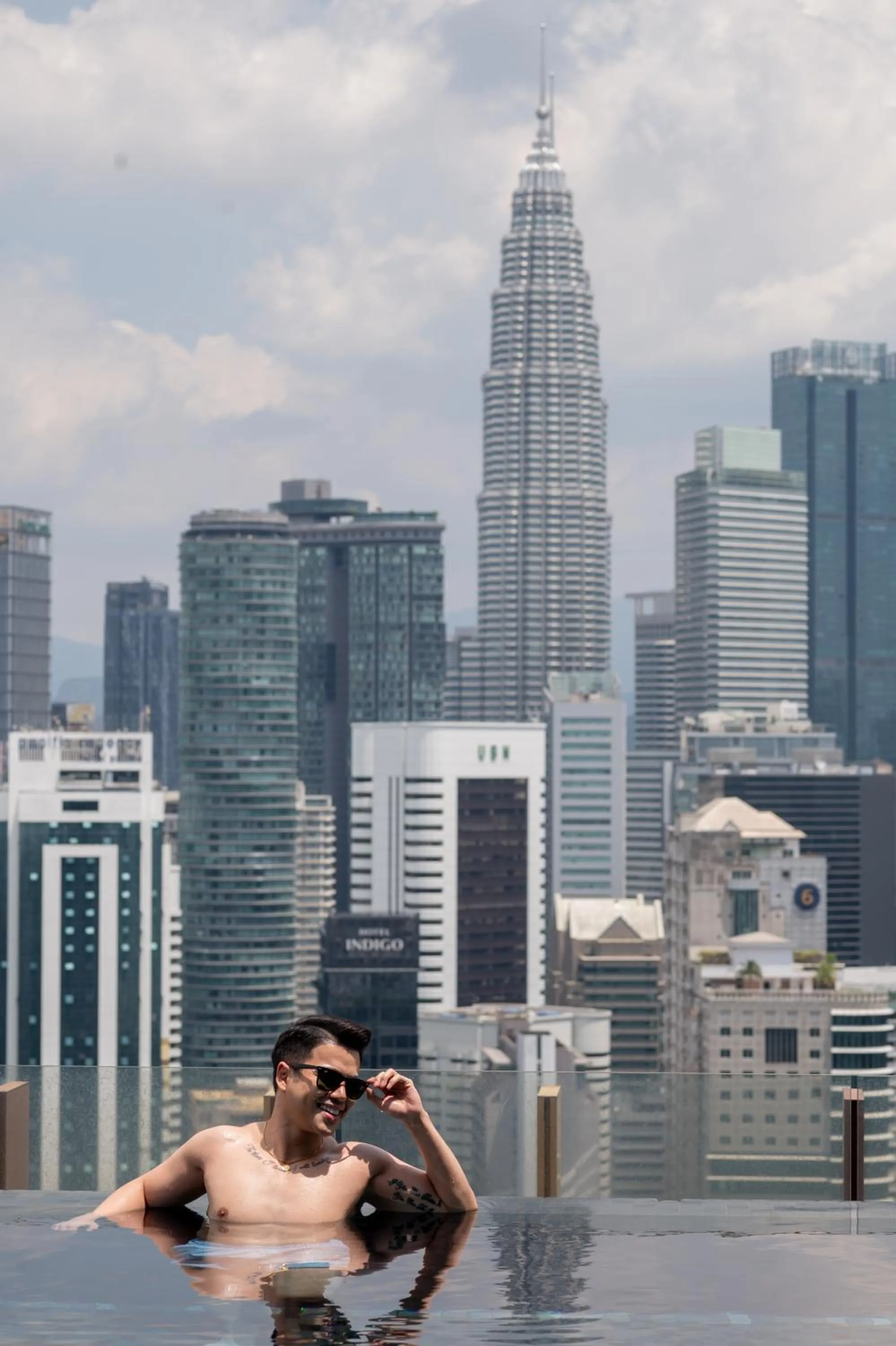 Pool view in Ceylonz Suites KLCC Rooftop Infinity Pool KL Tower View