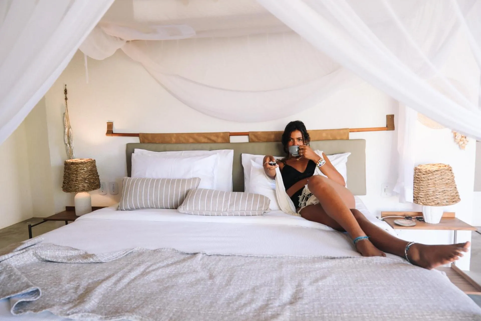 People, Bed in Villa dos Nativos Boutique Hotel