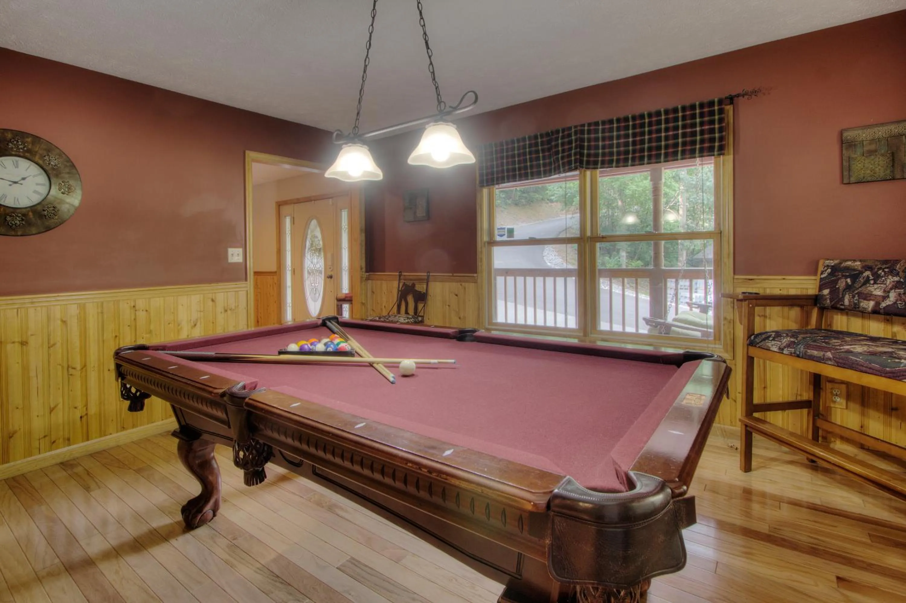 Game Room in Gorgeous "Country Roads" by HoneyBearCabins 4BR 4BA, next to pool, easy drive, main strip location!