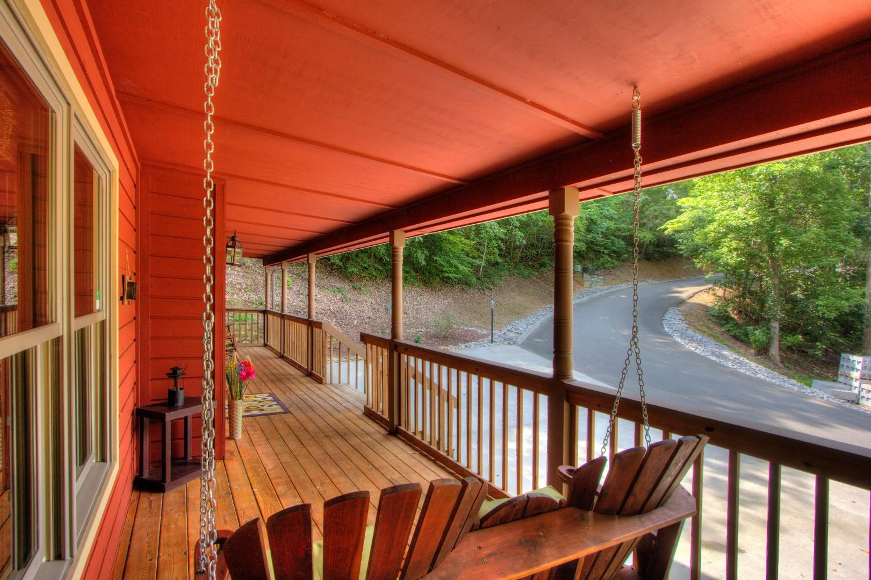 Balcony/Terrace in Gorgeous "Country Roads" by HoneyBearCabins 4BR 4BA, next to pool, easy drive, main strip location!