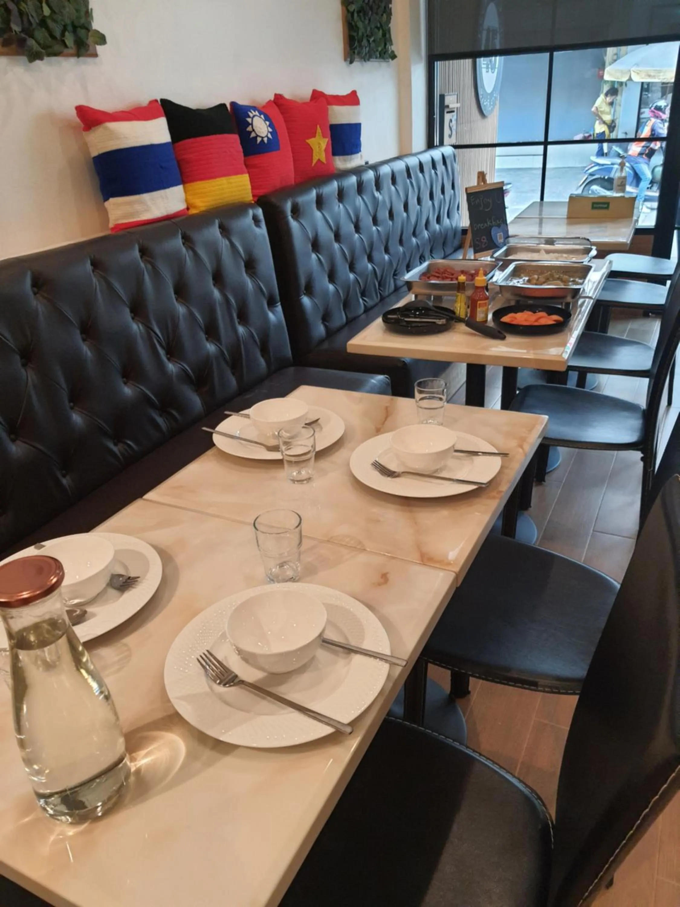 Dining area in Station8 Hostel