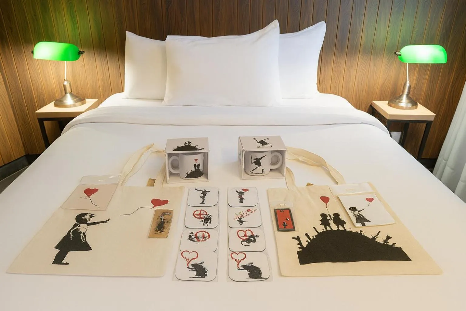 On-site shops, Bed in Walled off Hotel Paris