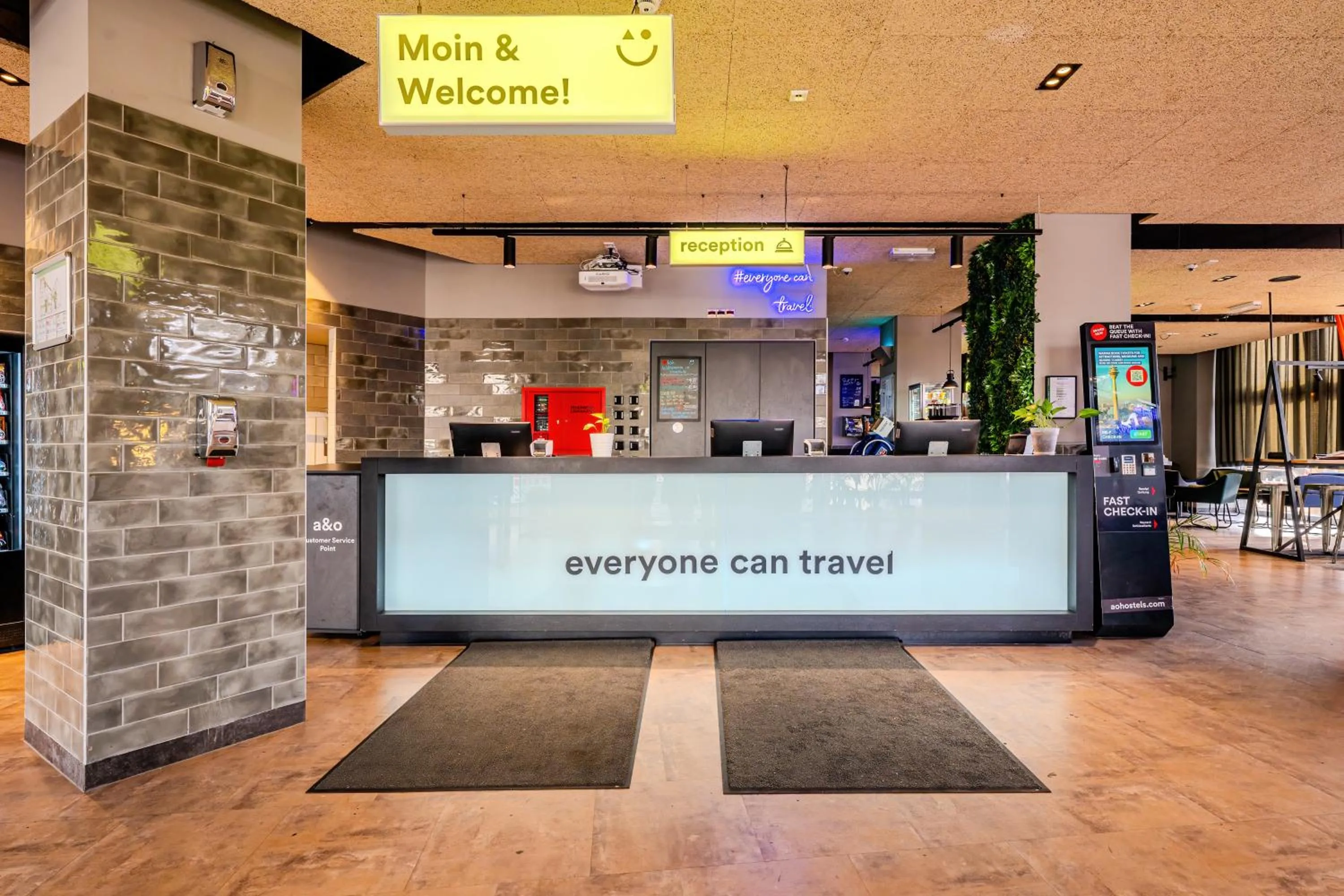 Lobby or reception in a&o Hamburg Hauptbahnhof