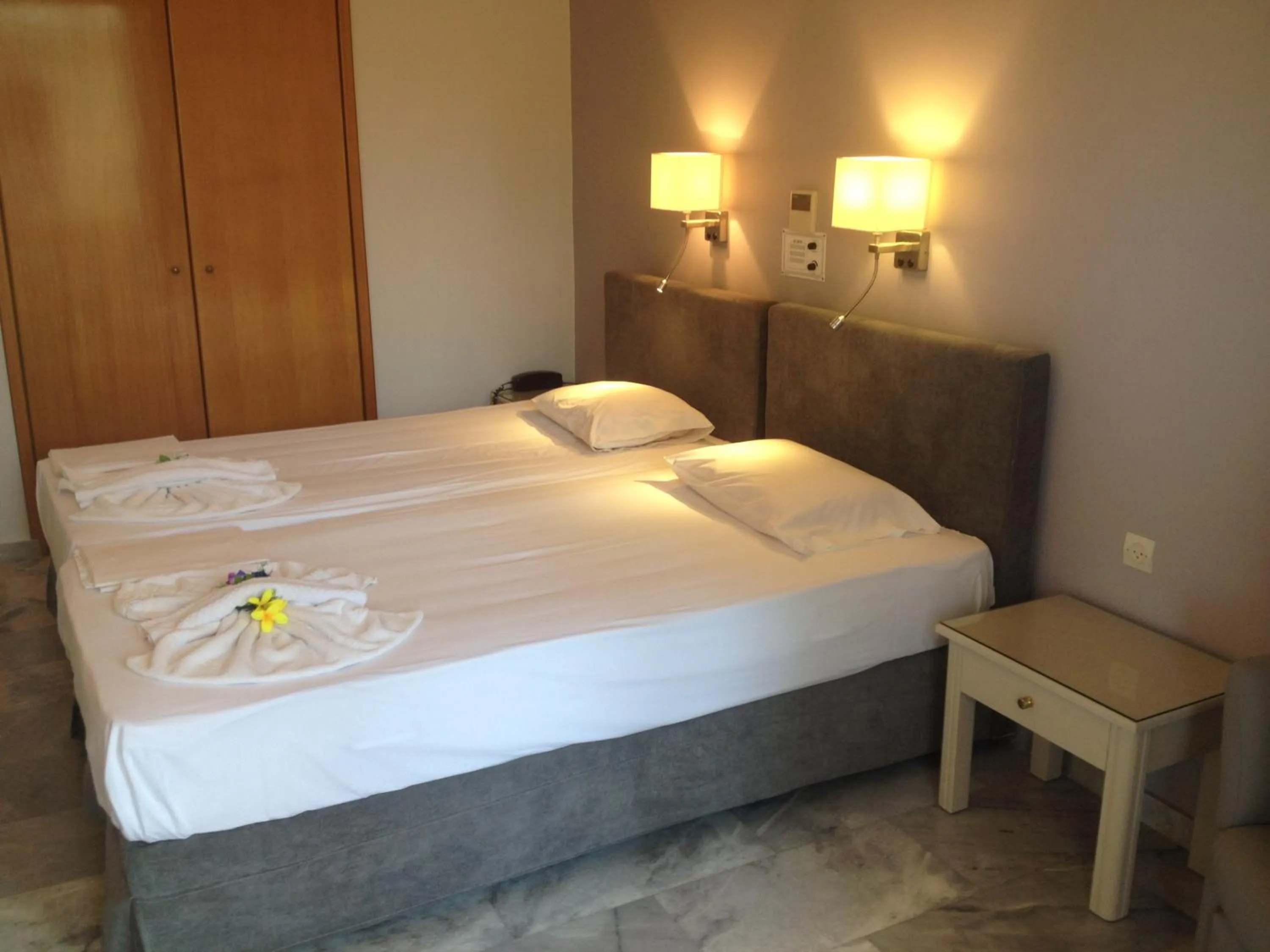 Bed in Kyriaki Hotel