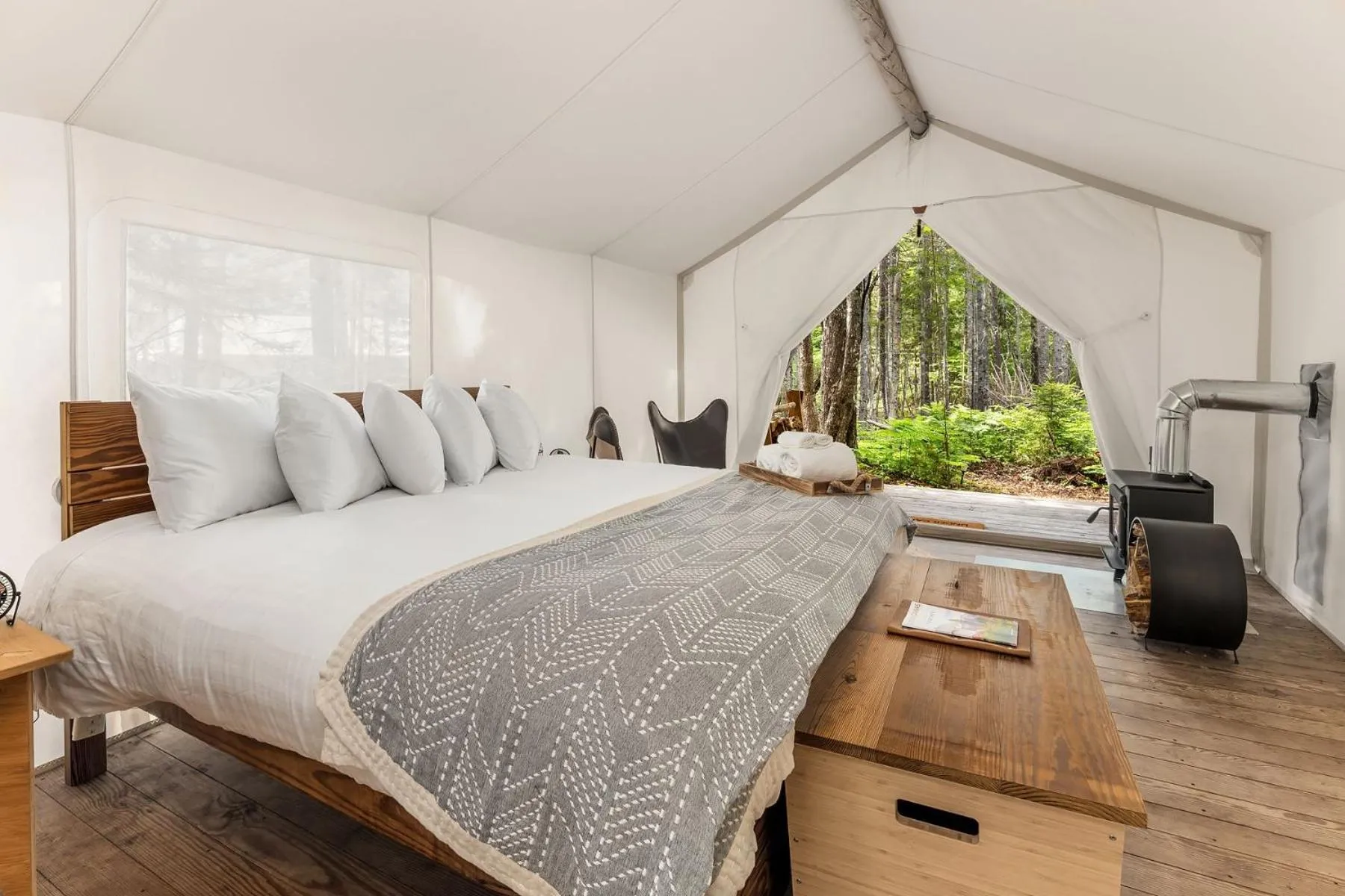 Bed in Under Canvas Acadia