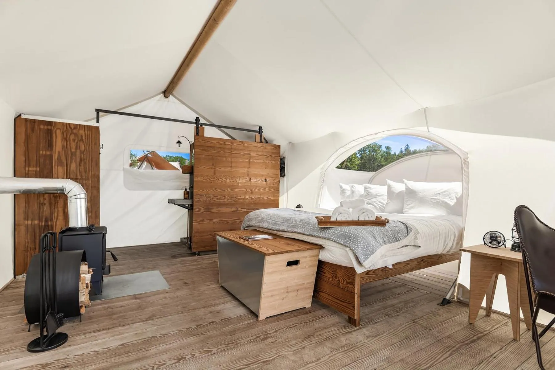 Bedroom, Bed in Under Canvas Acadia