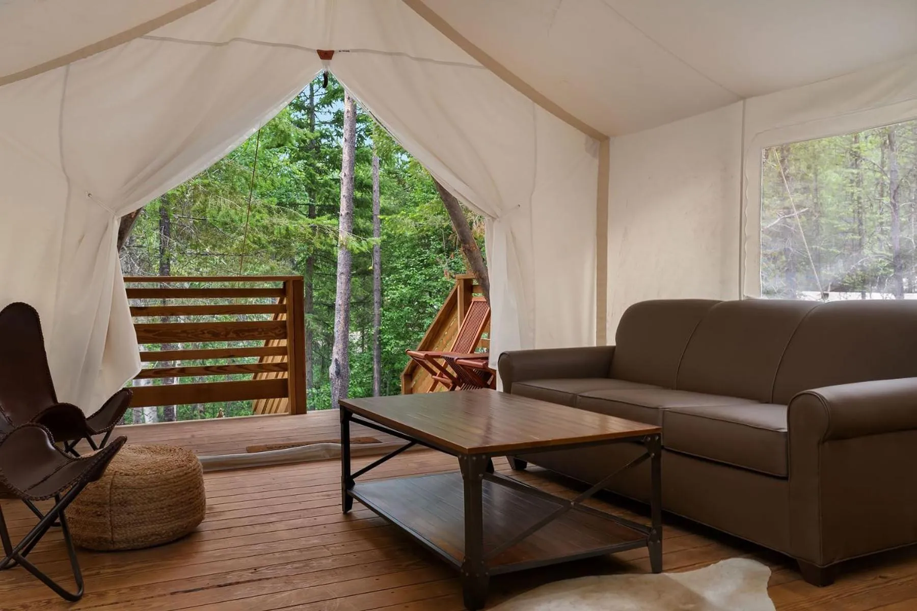 Seating area in Under Canvas Acadia