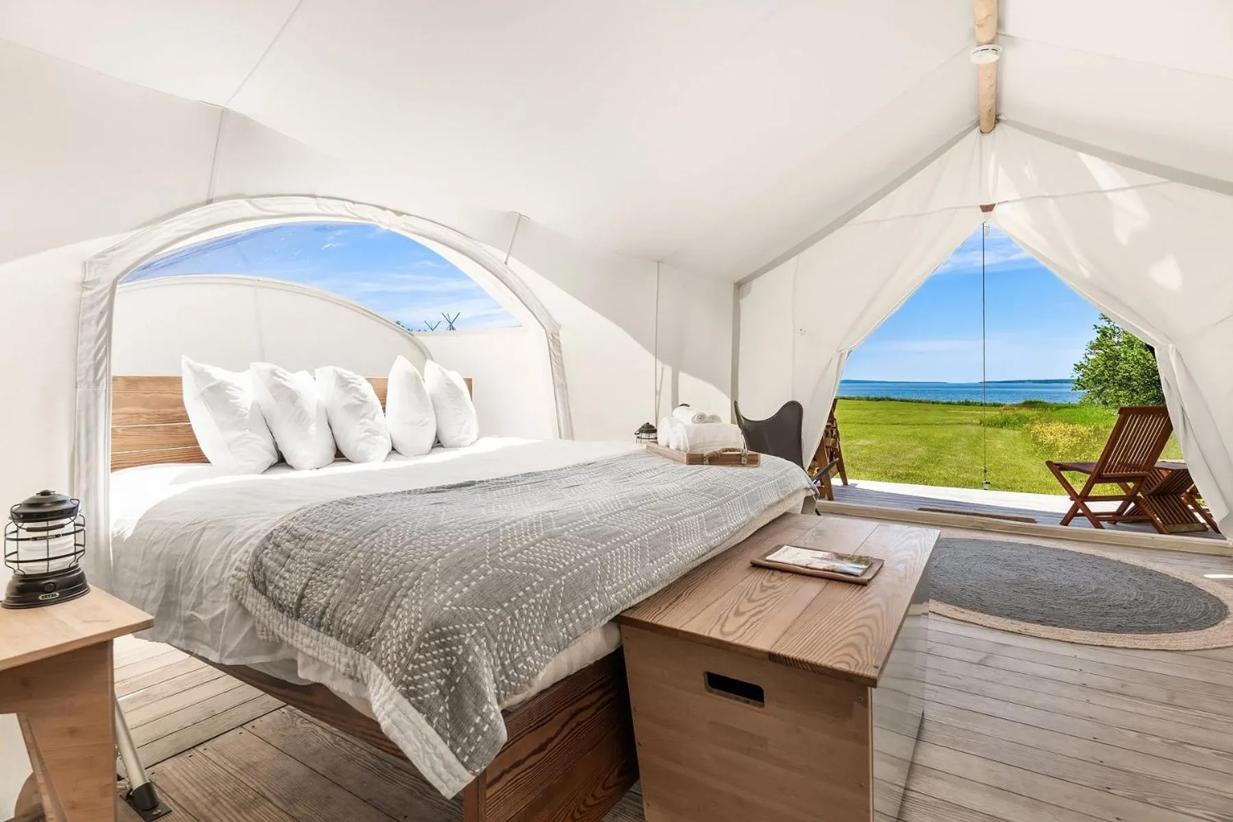 Bed in Under Canvas Acadia