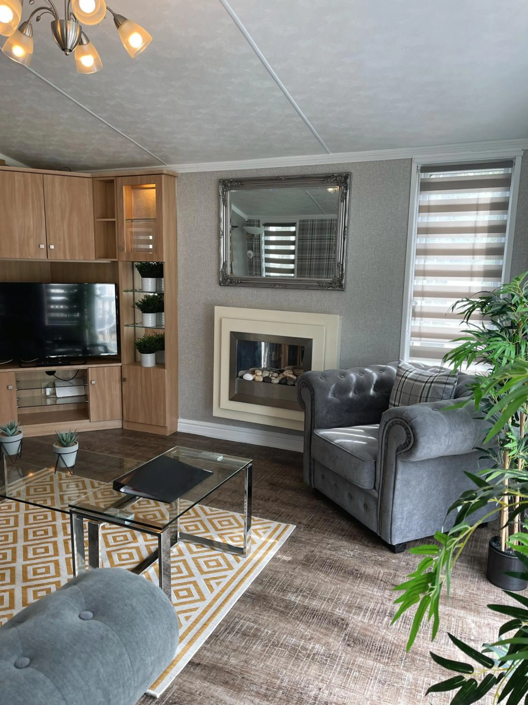 Living room in Percy Wood Lodges with Hot Tubs