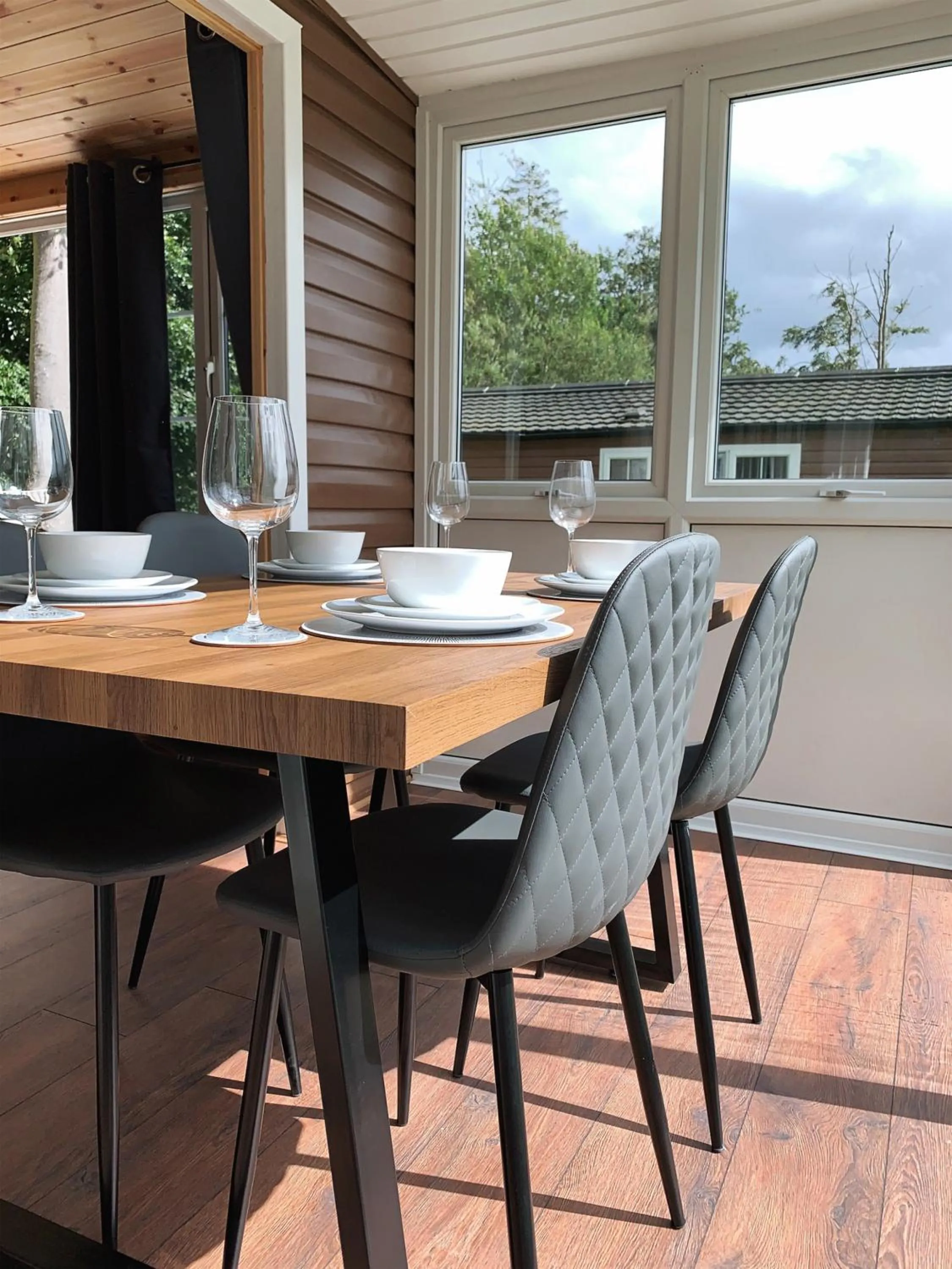 Dining area in Percy Wood Lodges with Hot Tubs