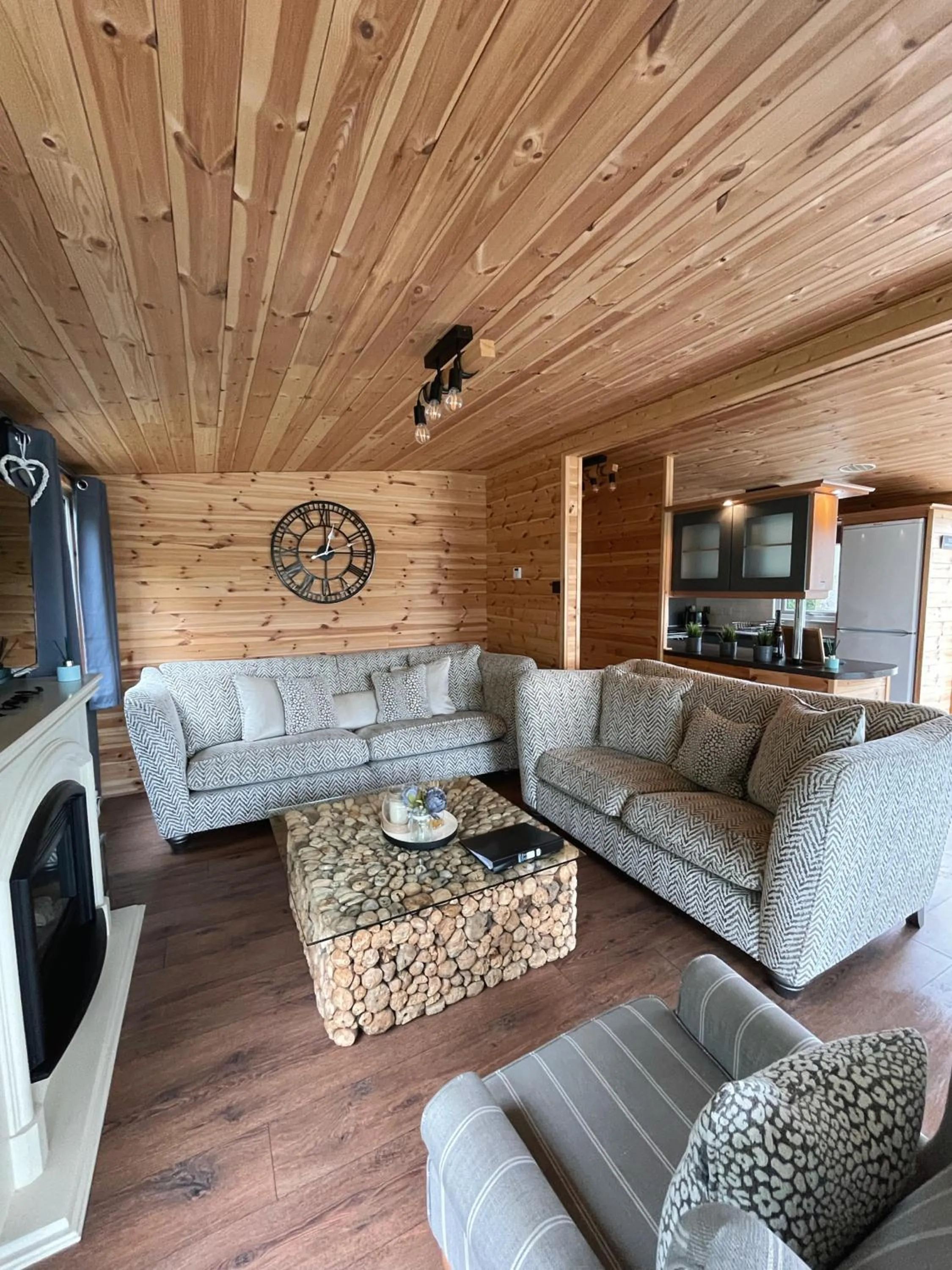 Living room in Percy Wood Lodges with Hot Tubs