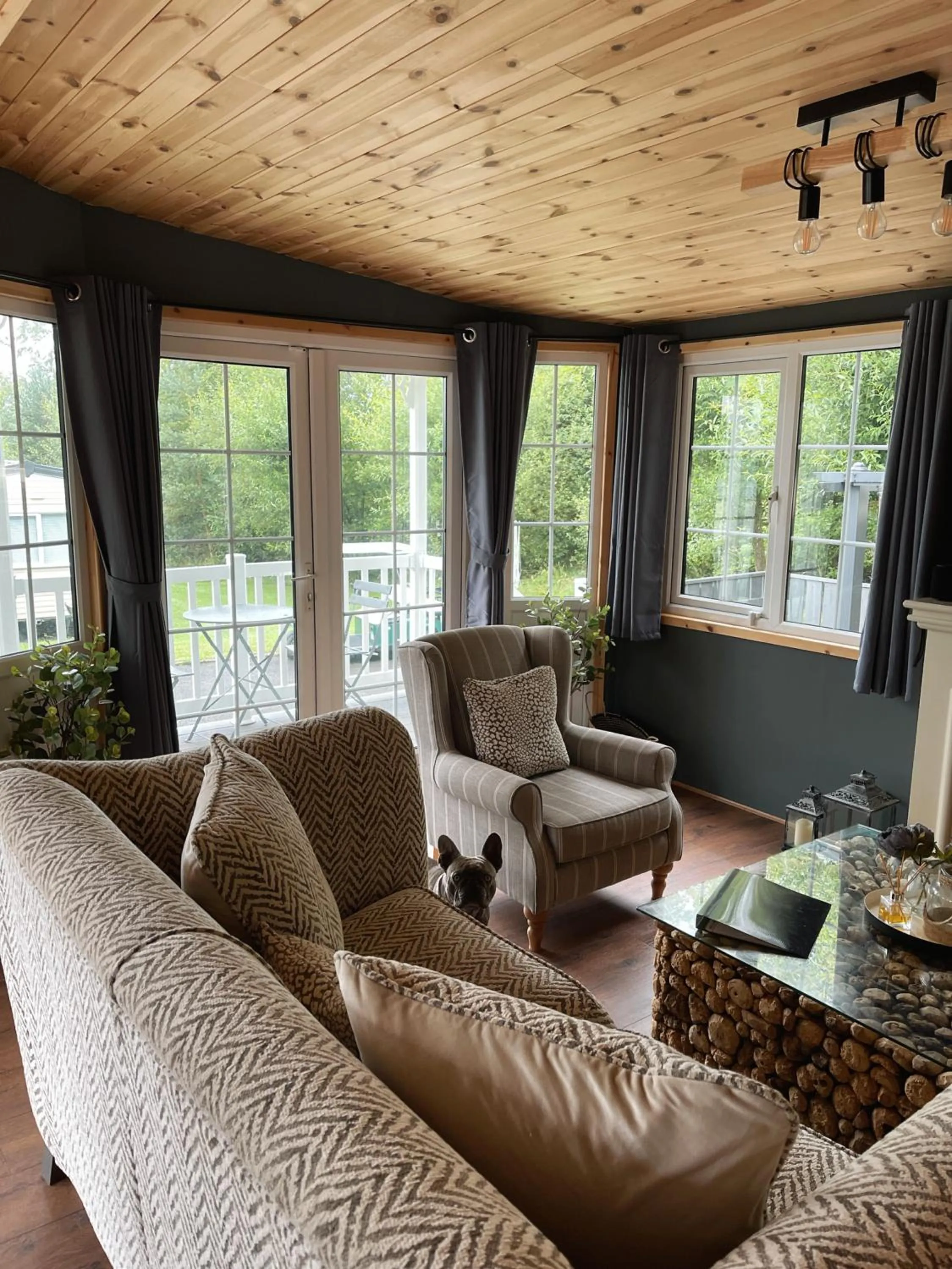 Living room in Percy Wood Lodges with Hot Tubs