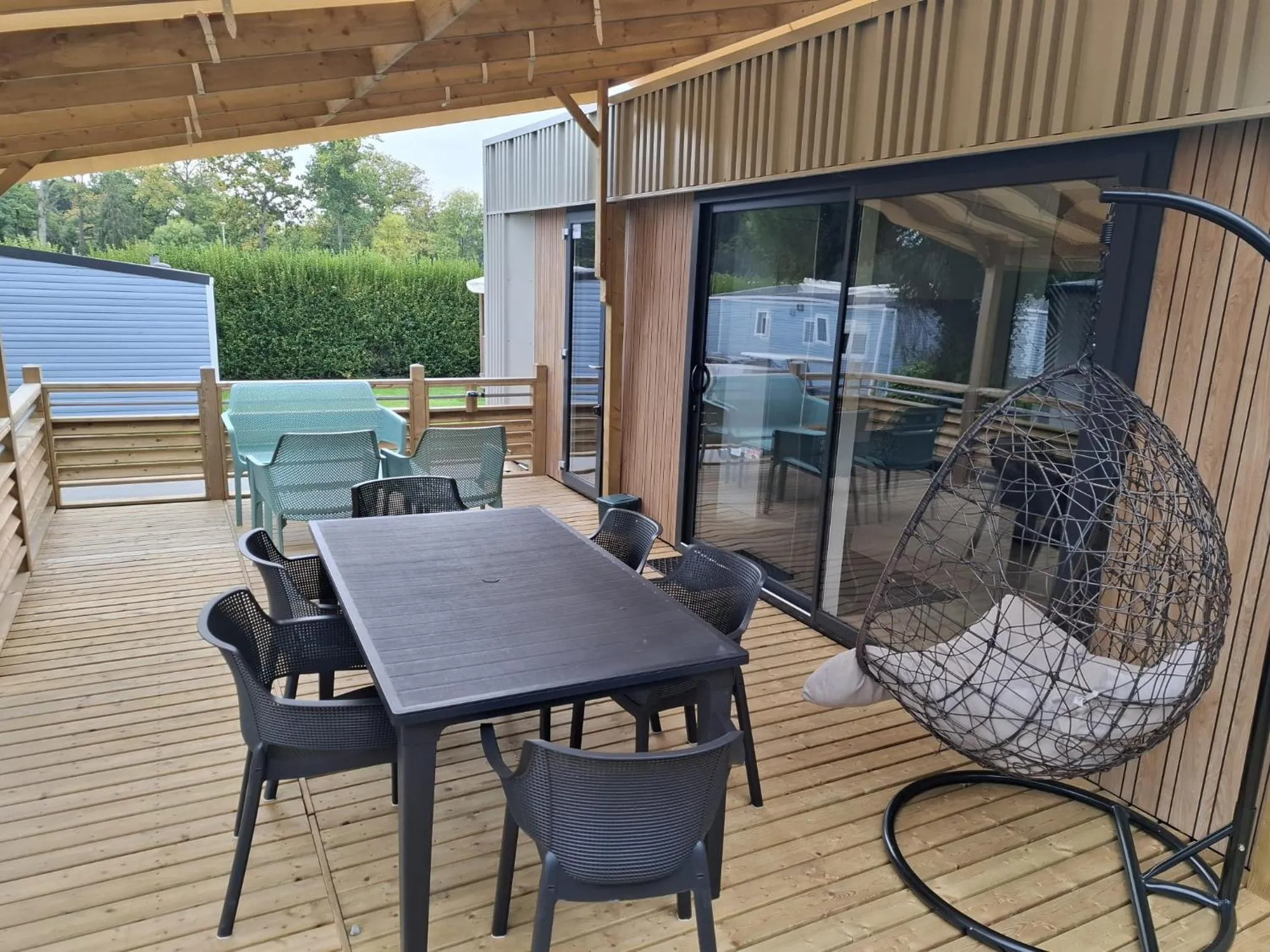 Balcony/Terrace in Mobile Homes by KelAir at Camping Domaine des Ormes