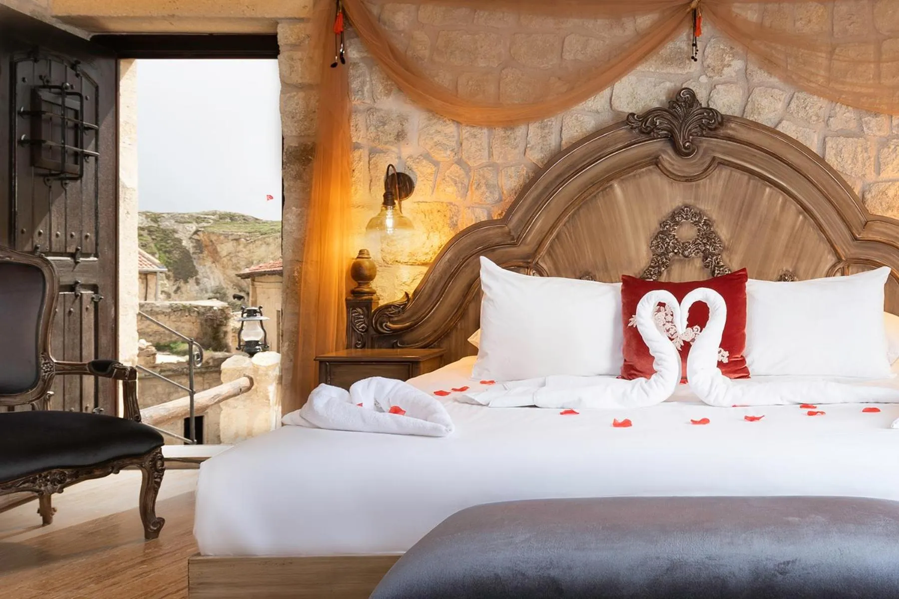 Bed in Elysion Cave Suites