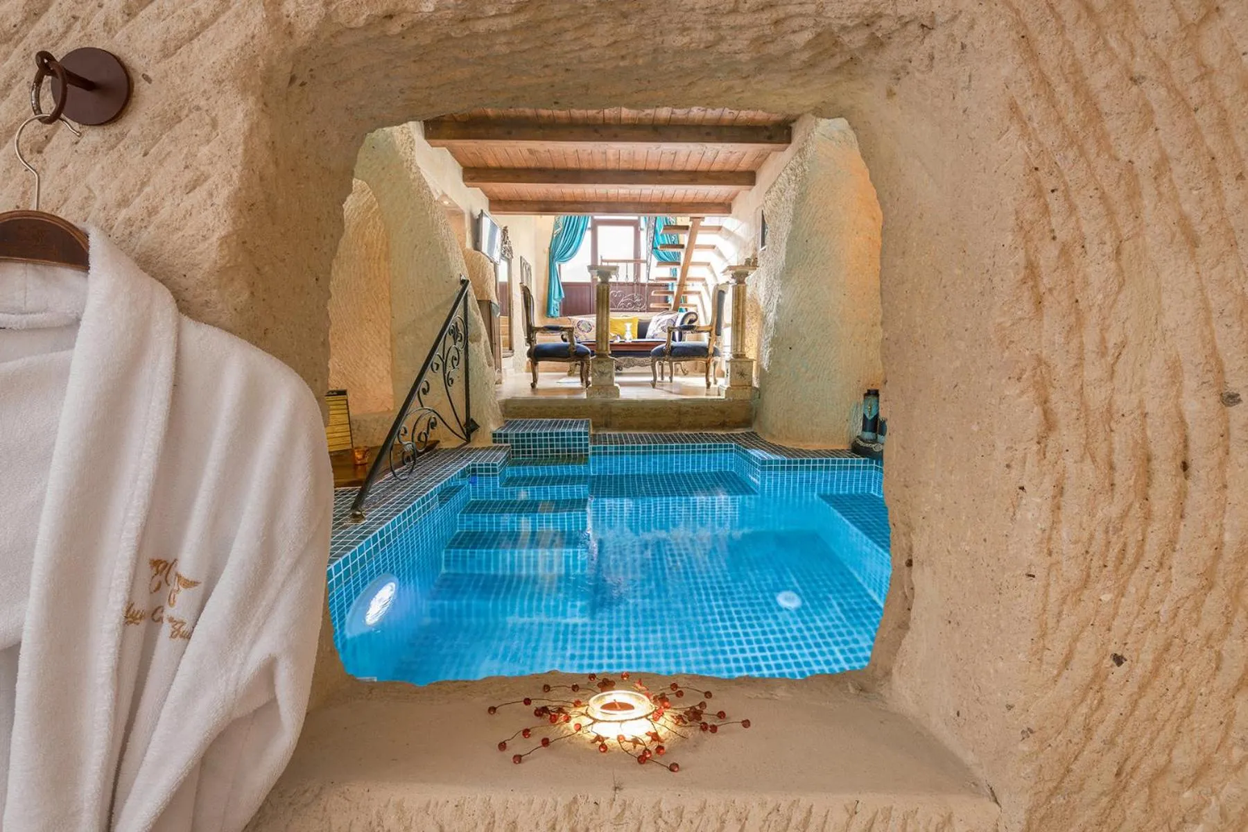 Pool view in Elysion Cave Suites