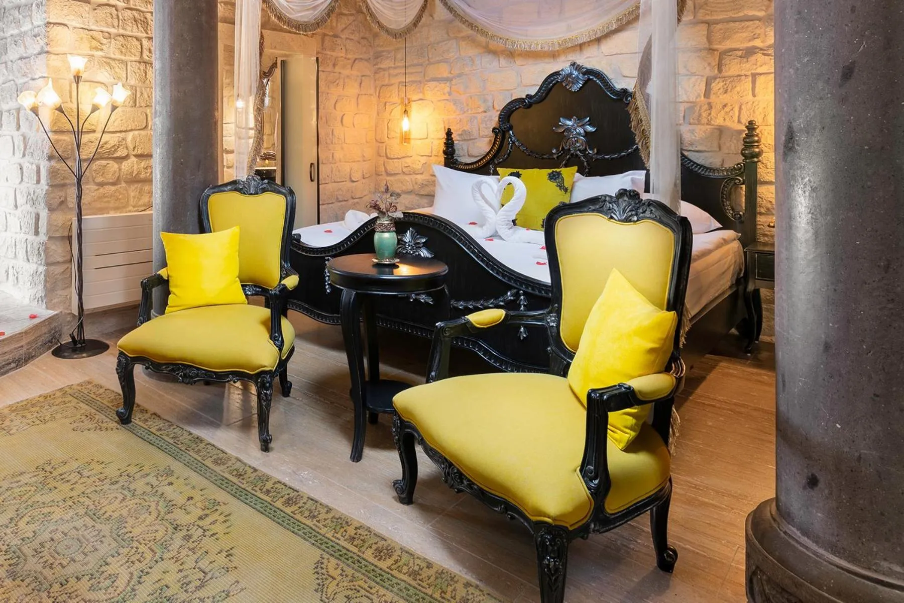 Bed in Elysion Cave Suites