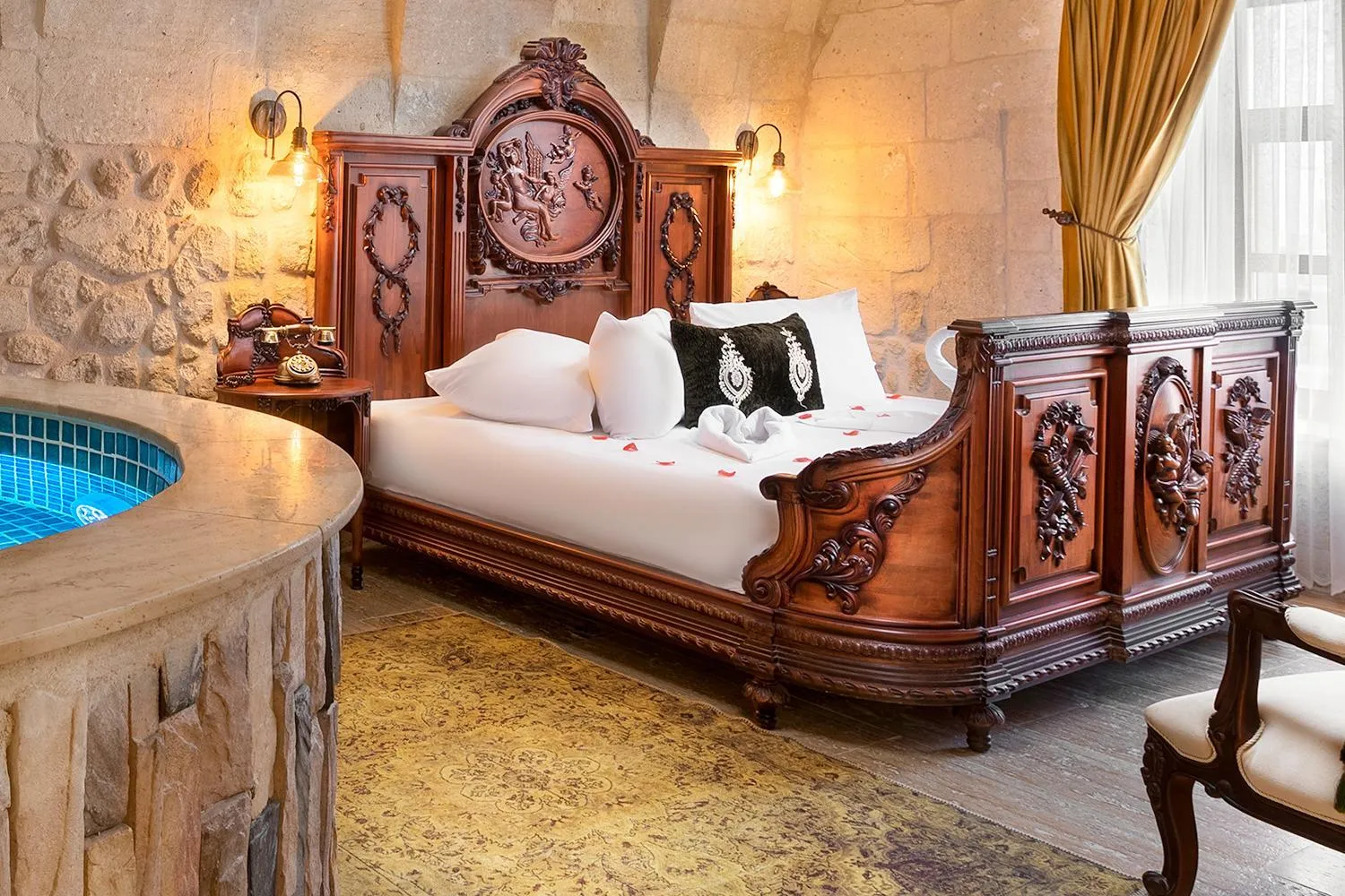 Bed in Elysion Cave Suites