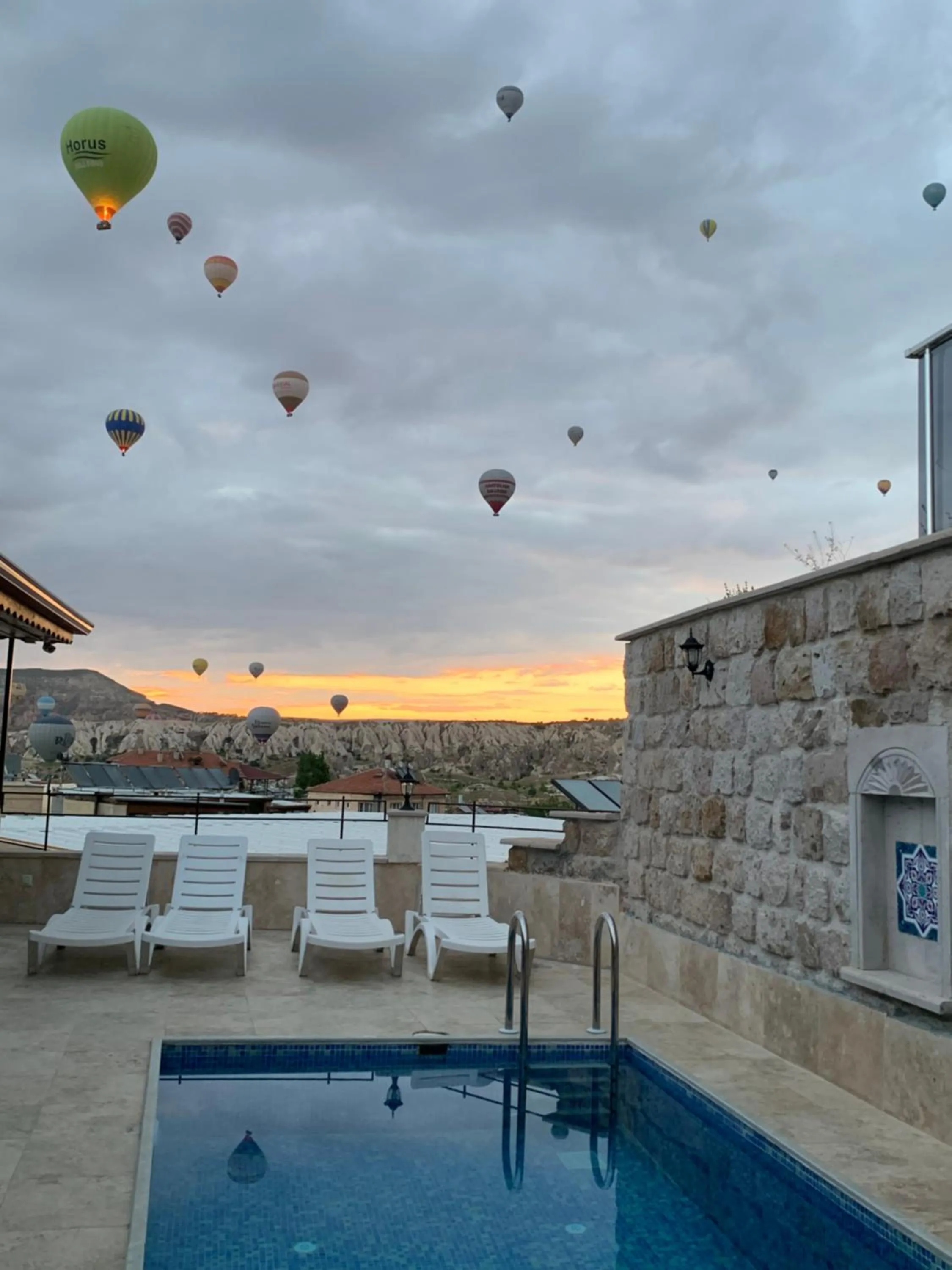 Pool view in Balloon Cave Hotel