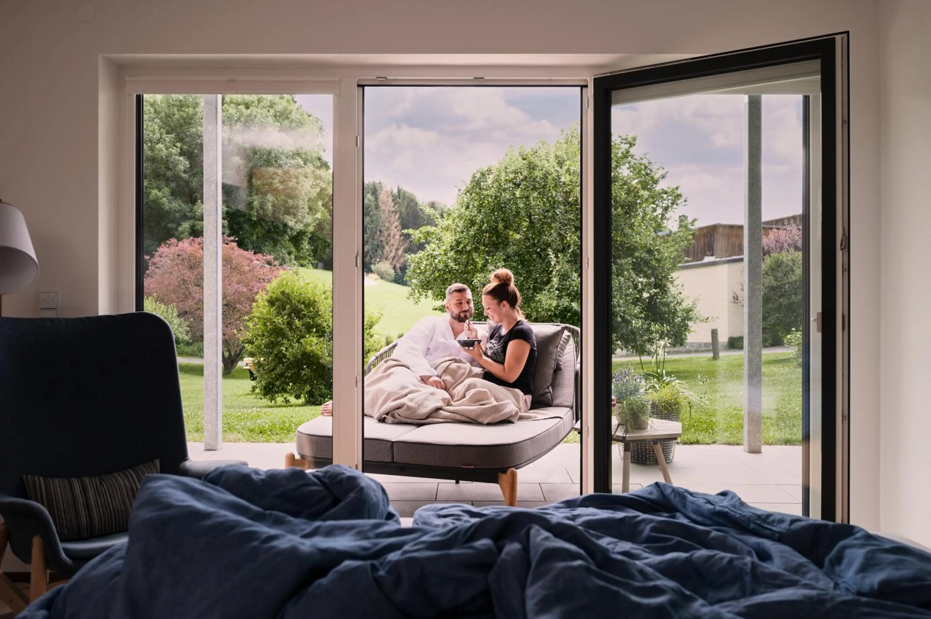 Bed in BLEIBE VIER Ferienwohnungen