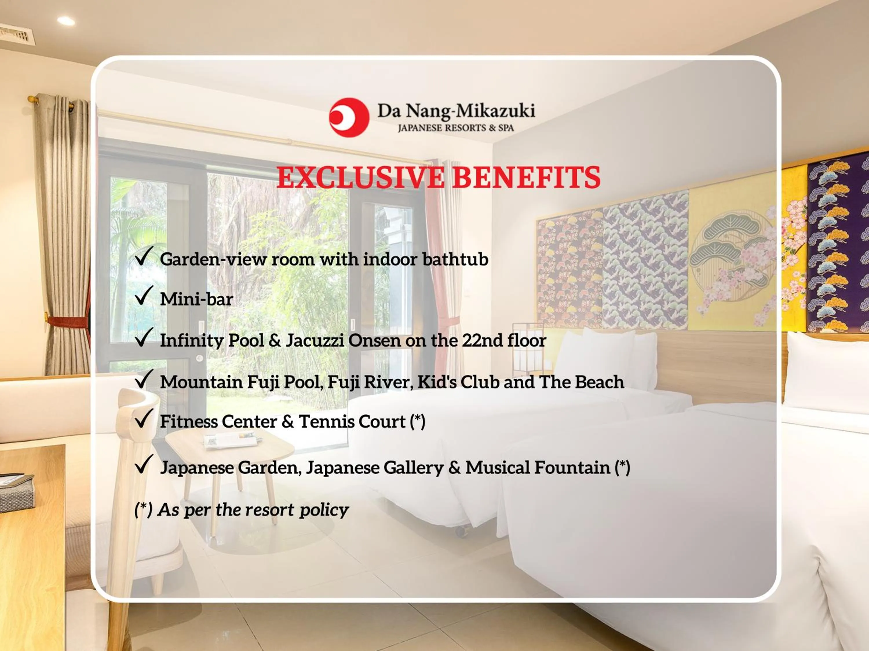 Text overlay, Bed in Da Nang - Mikazuki Japanese Resorts & Spa