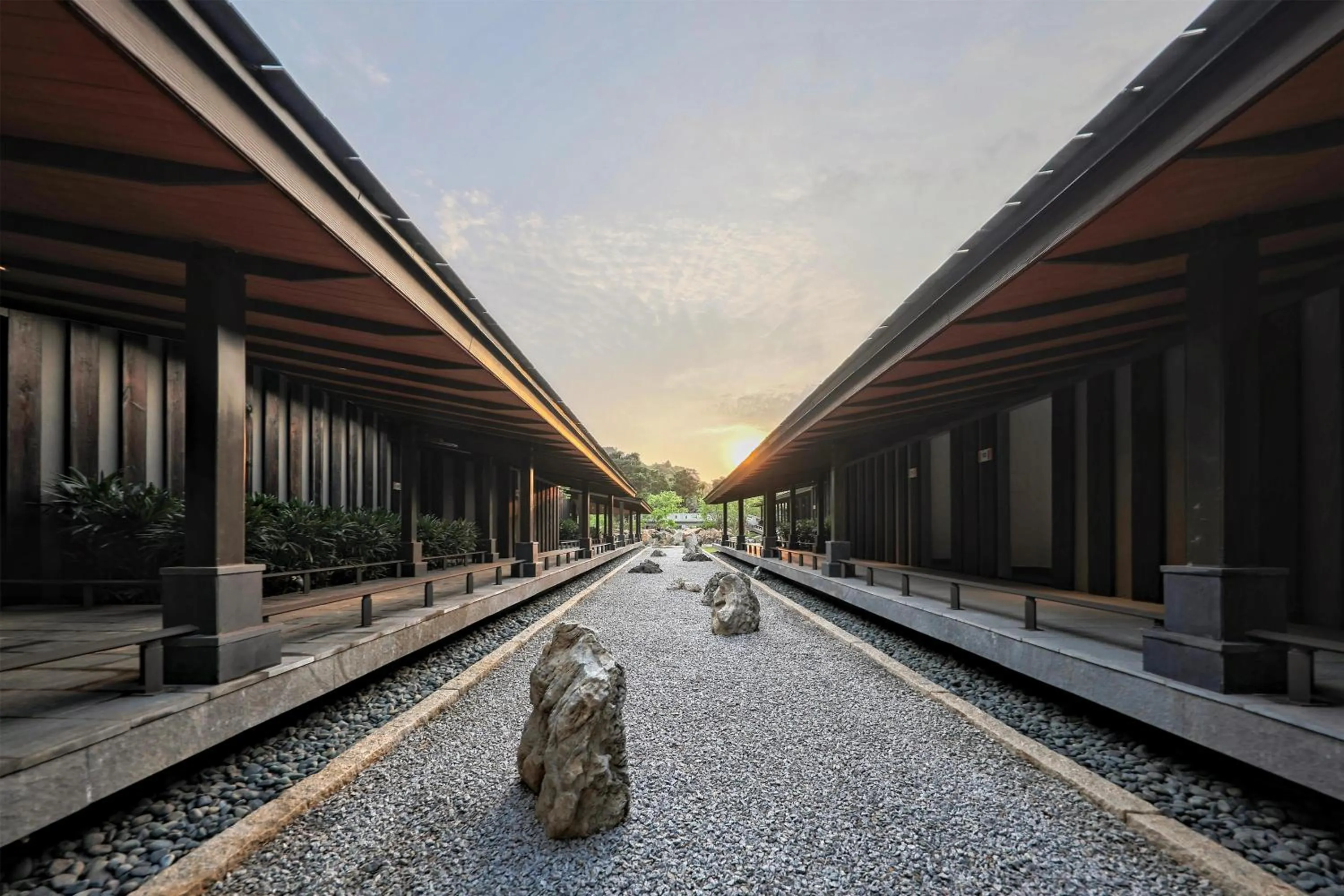 Inner courtyard view in Hilton Quang Hanh Onsen Resort