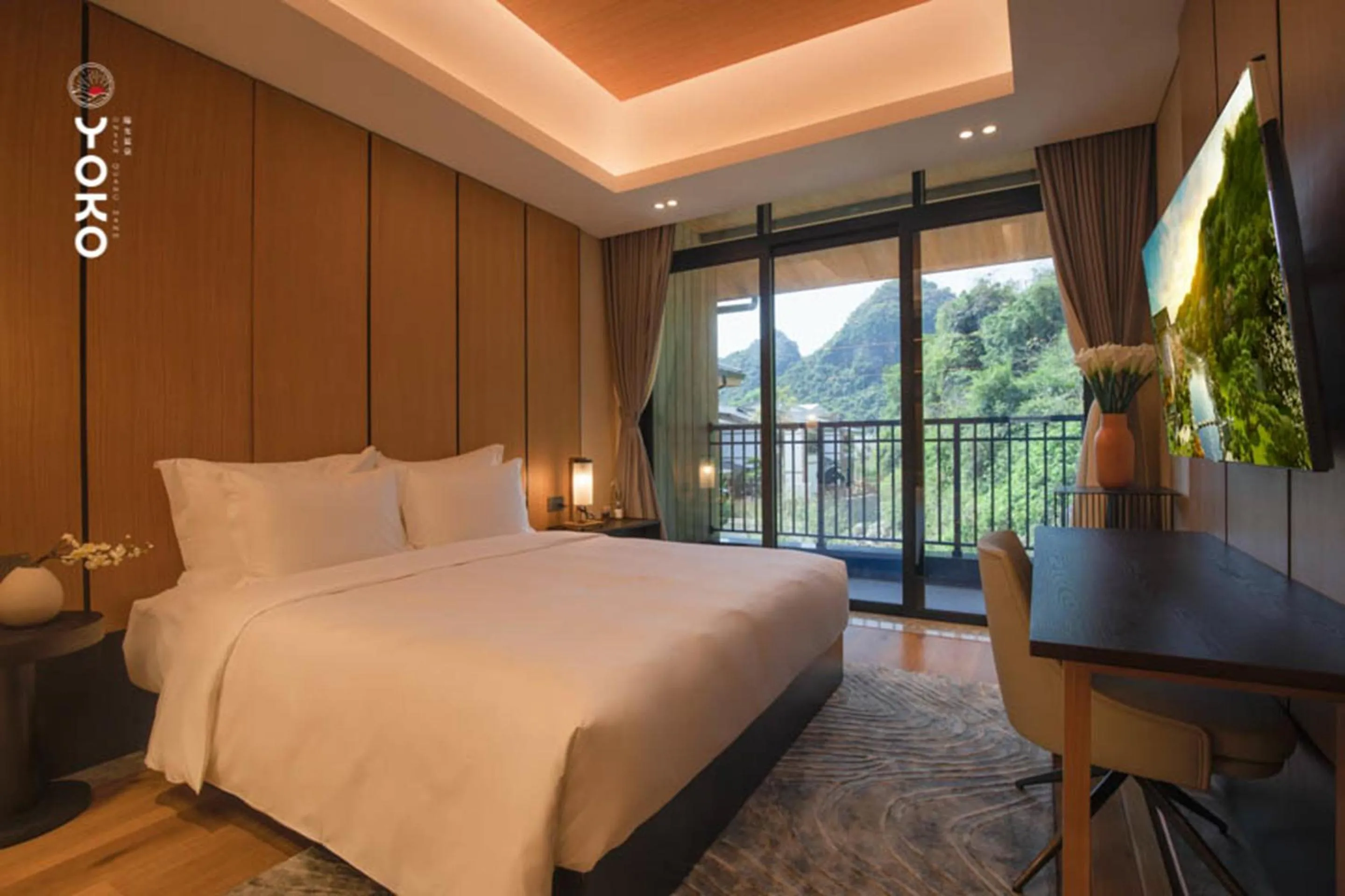 View (from property/room), Bed in Yoko Onsen Quang Hanh