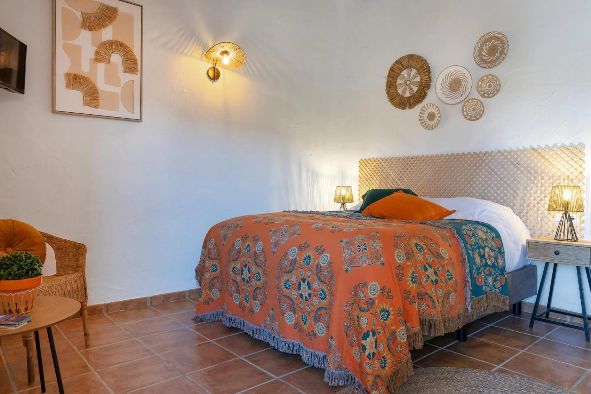 Decorative detail, Bed in Boutique B&B Cortijo Valverde Álora