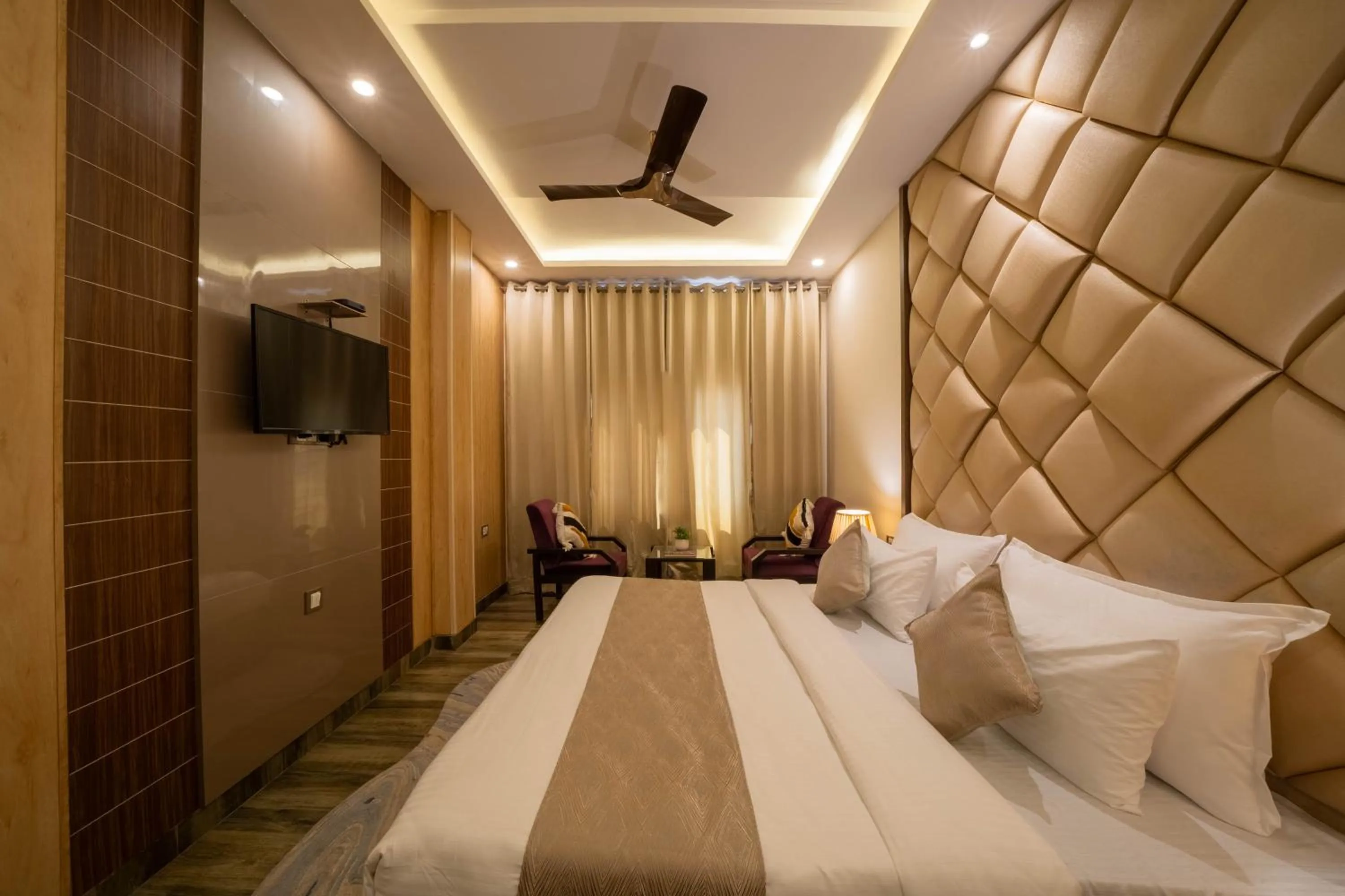 TV and multimedia, Bed in Perfectstayz Premium Ganga Heights - Ganga View rooftop cafe