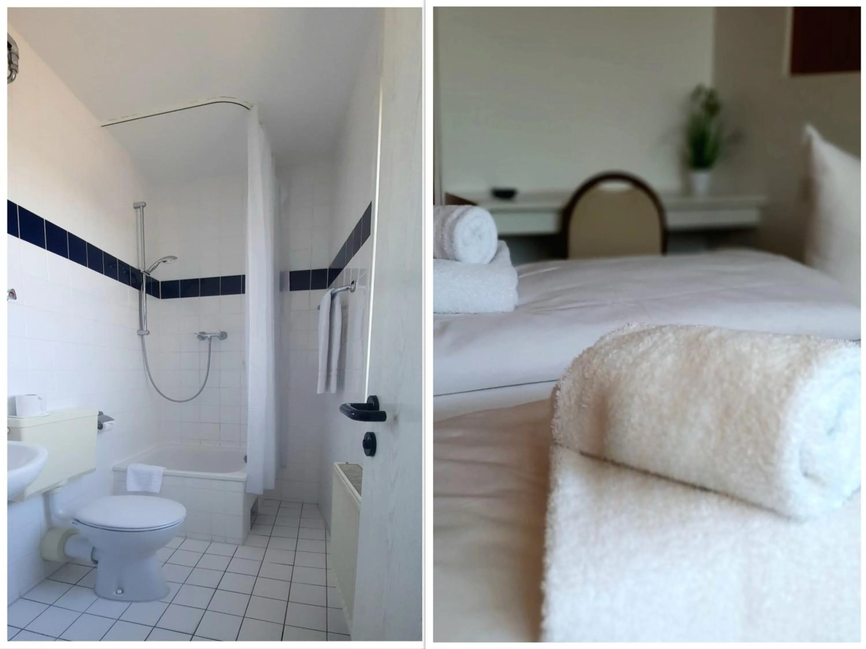 Bathroom, Bed in Central-Hotel Tegel