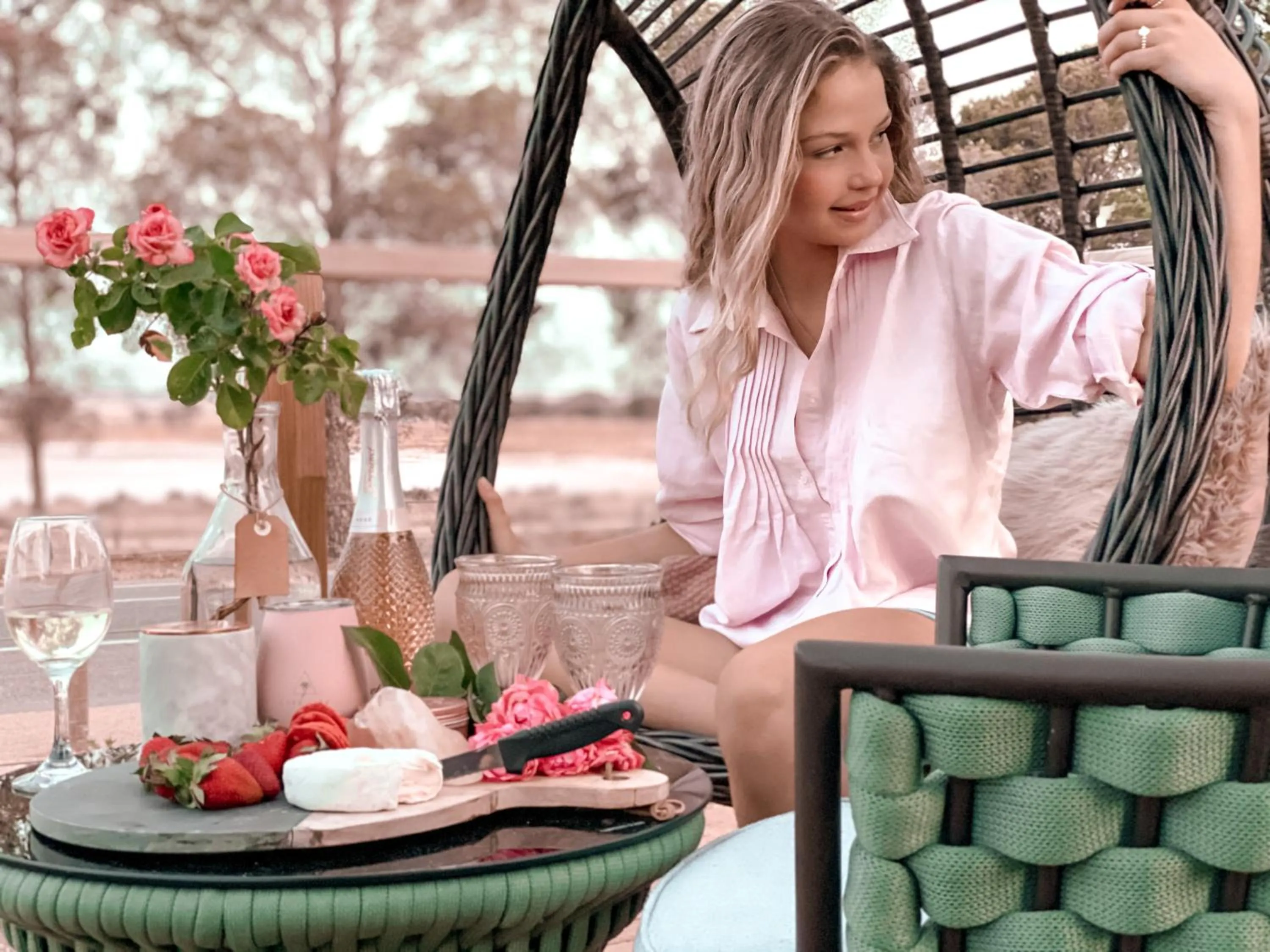 Patio in The Pink Lake Tiny House - 'Sakura'