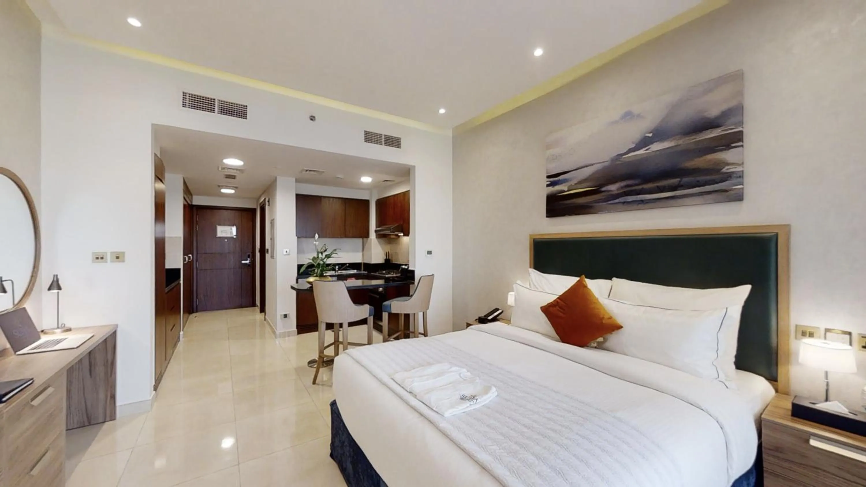 Living room, Bed in SUHA Creek Hotel Apartment, Waterfront Jaddaf, Dubai