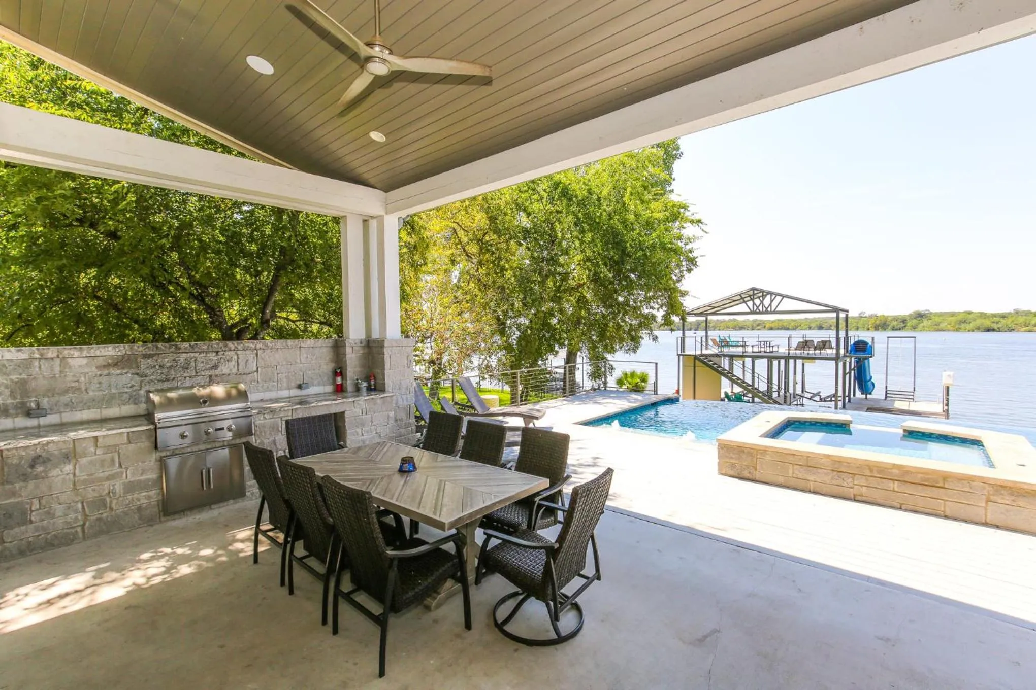 Luxury Lake LBJ House with Heated Swimming Pool and Spill Over Hot Tub and 2 Boat Slips