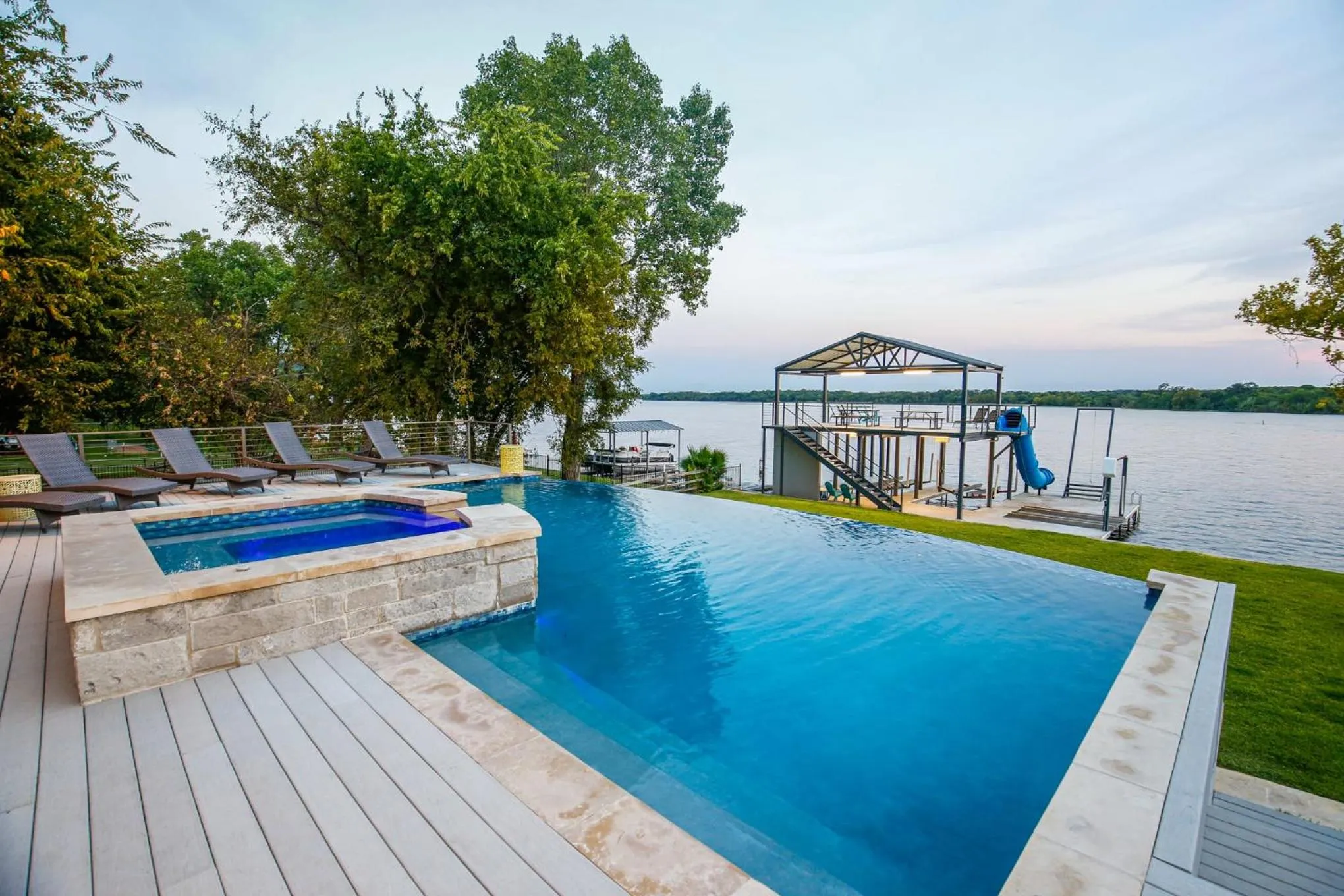Luxury Lake LBJ House with Heated Swimming Pool and Spill Over Hot Tub and 2 Boat Slips