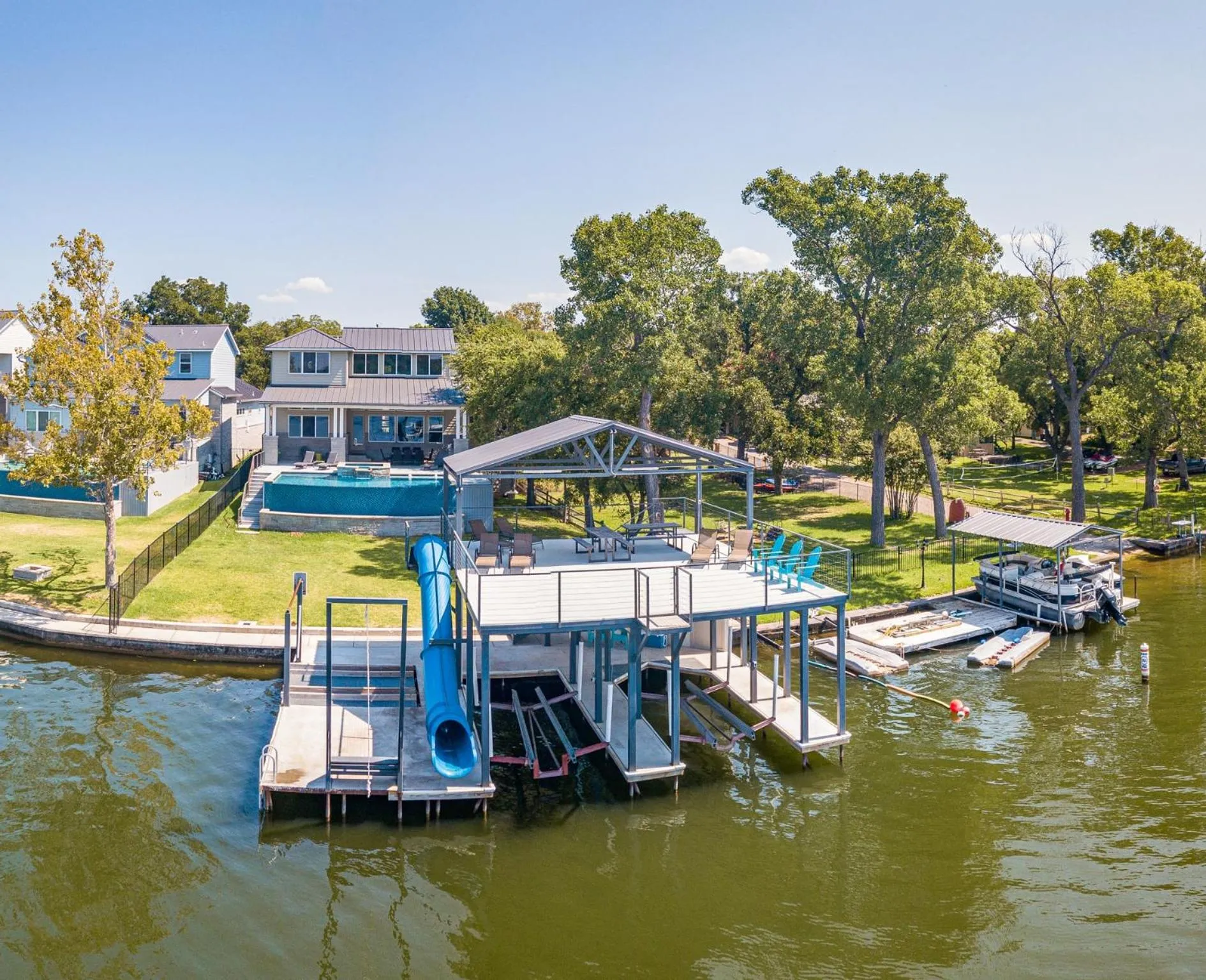 Luxury Lake LBJ House with Heated Swimming Pool and Spill Over Hot Tub and 2 Boat Slips