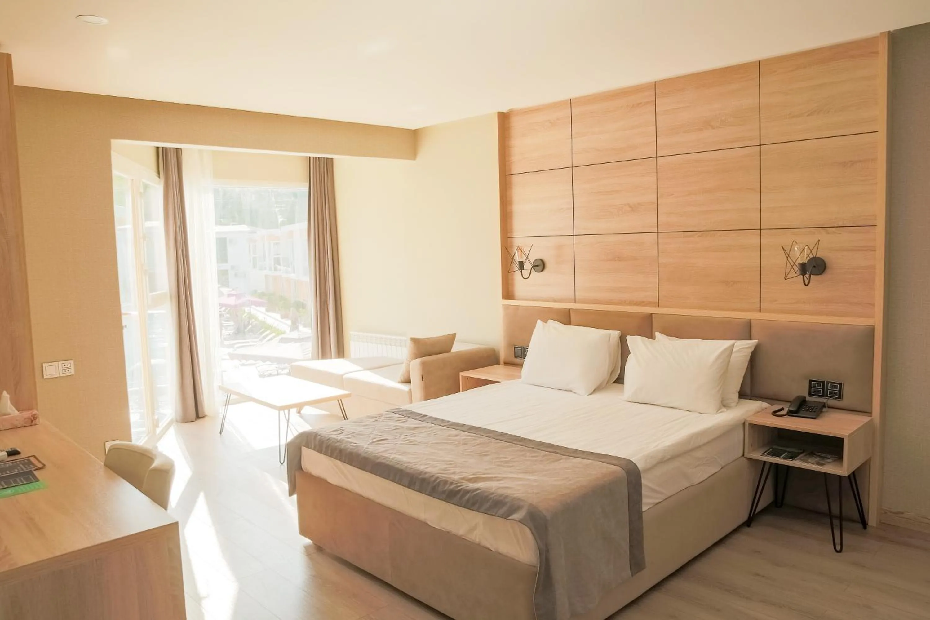 View (from property/room), Bed in Riva Hill Resort Lankaran