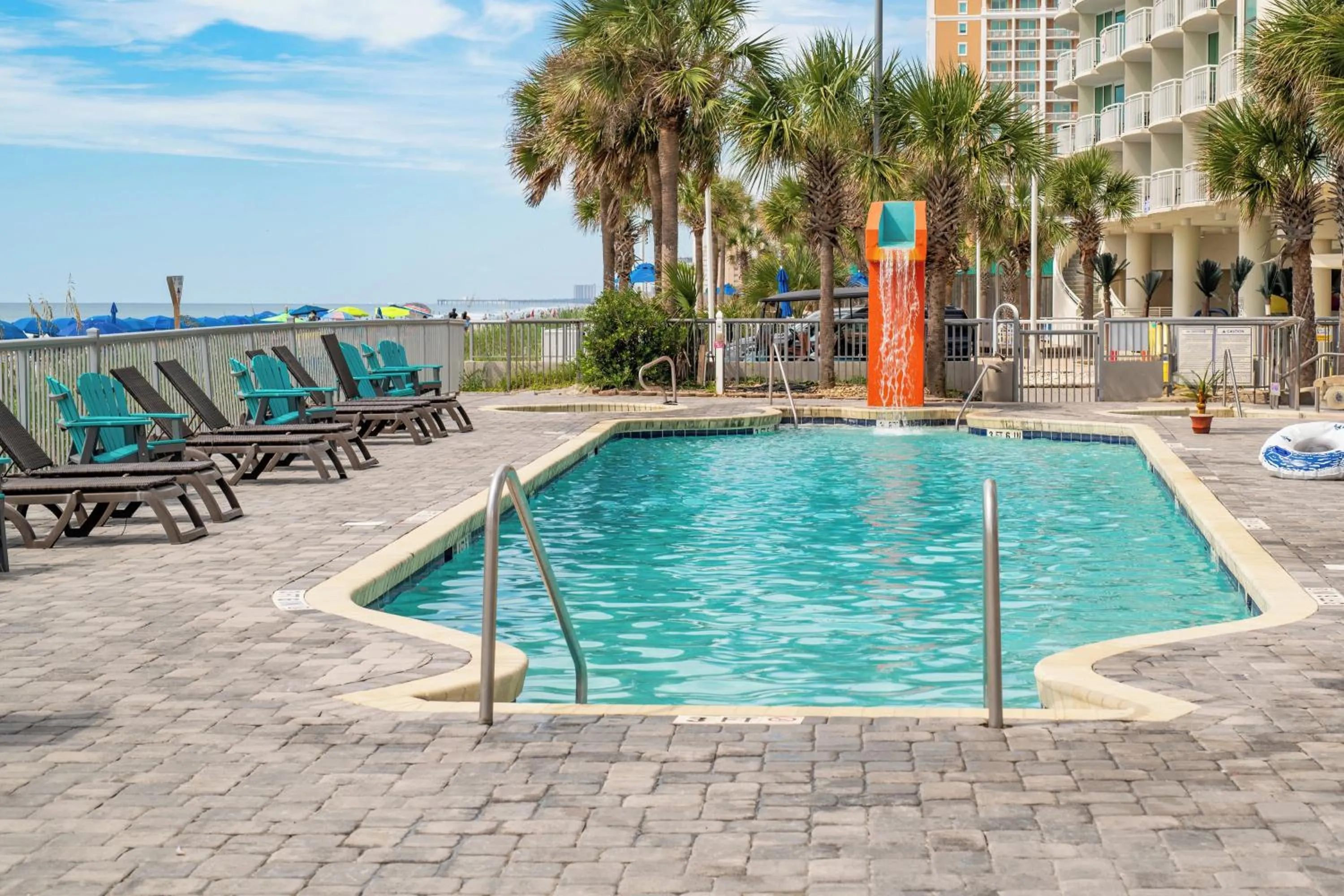 Pool view in Luxury 2 bedroom 2 bathroom Ocean Front Condo on the 12th floor for 8