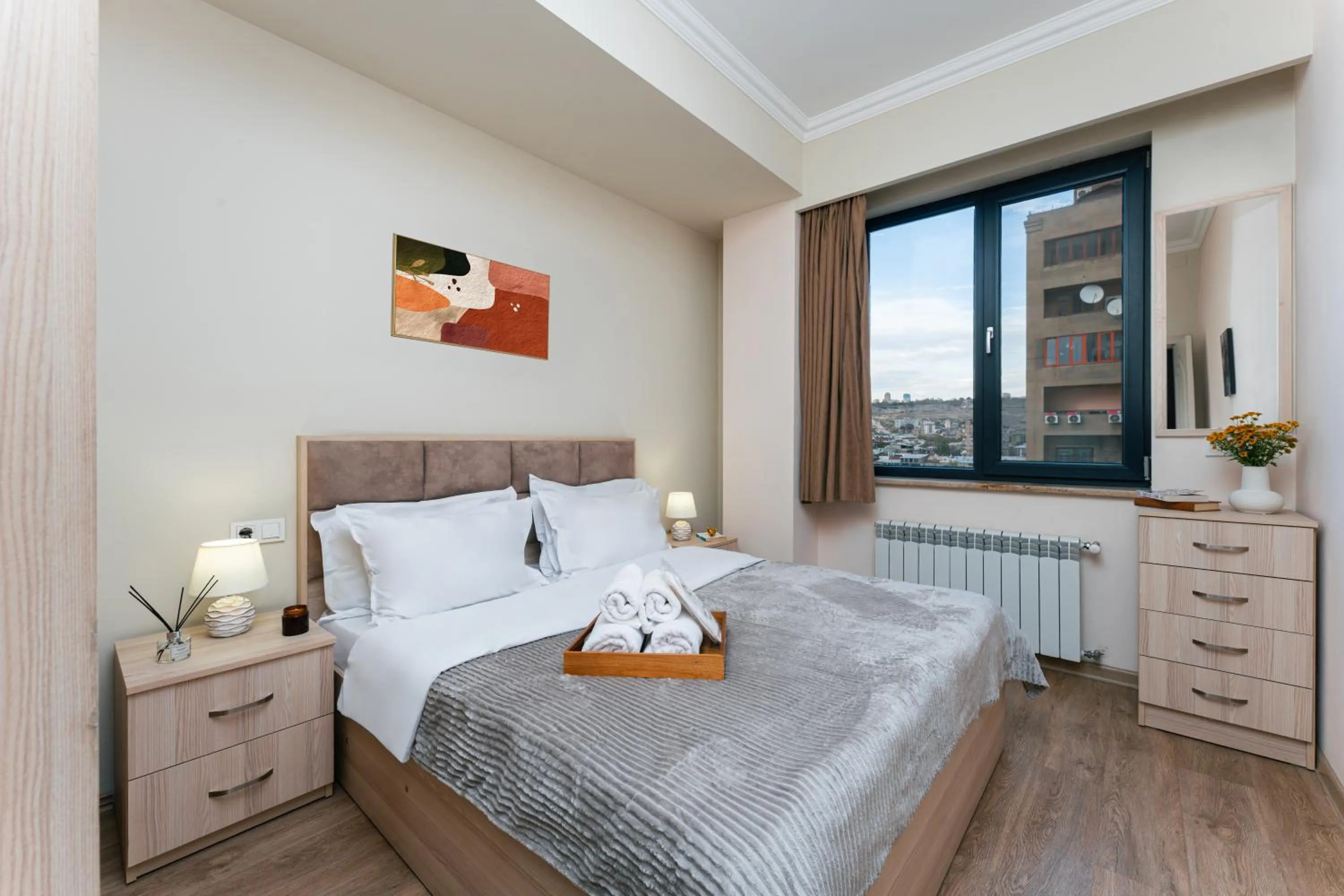 Bedroom, Bed in Apart-hotel on Koghbatsi 16