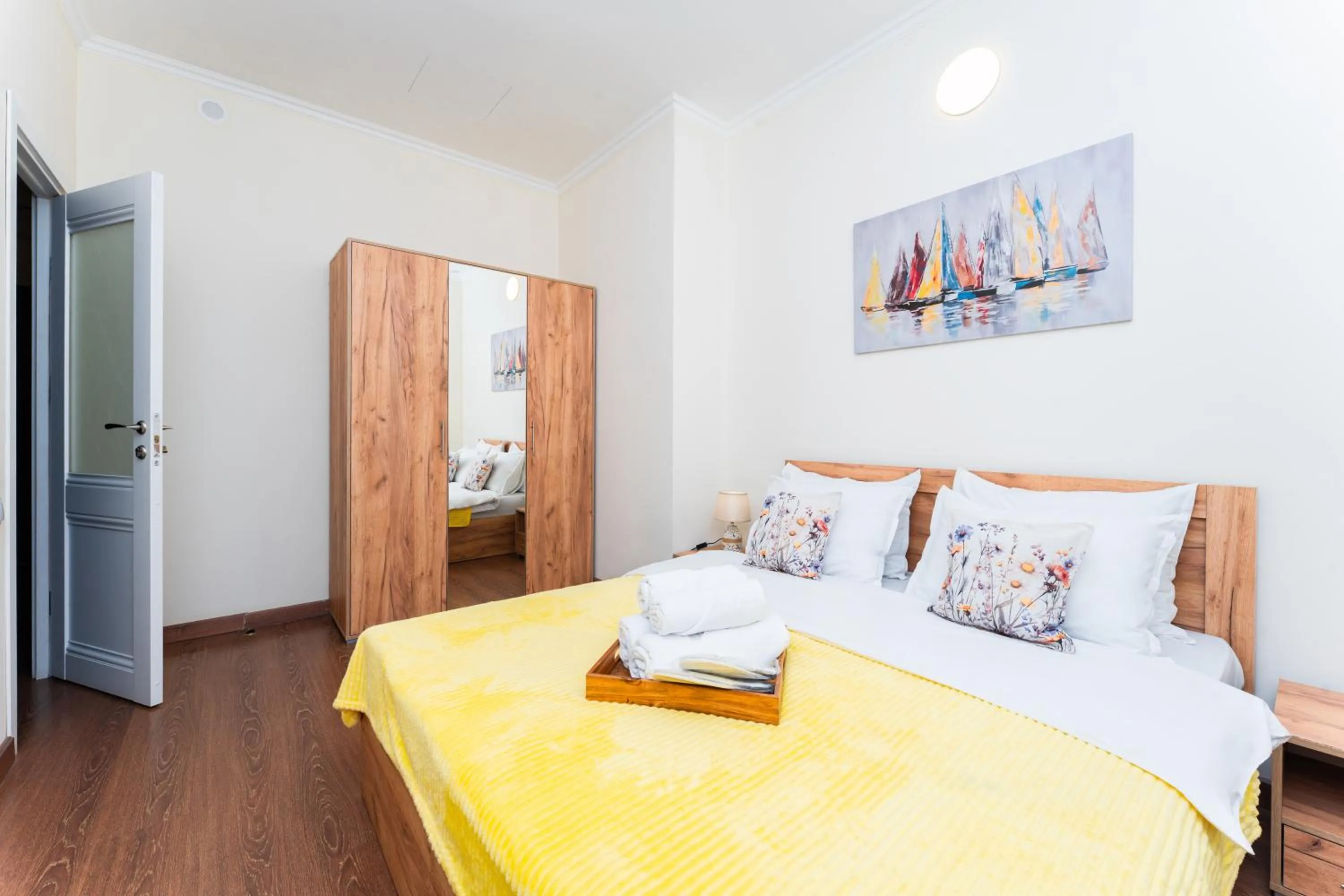 Bedroom, Bed in Apart-hotel on Koghbatsi 16