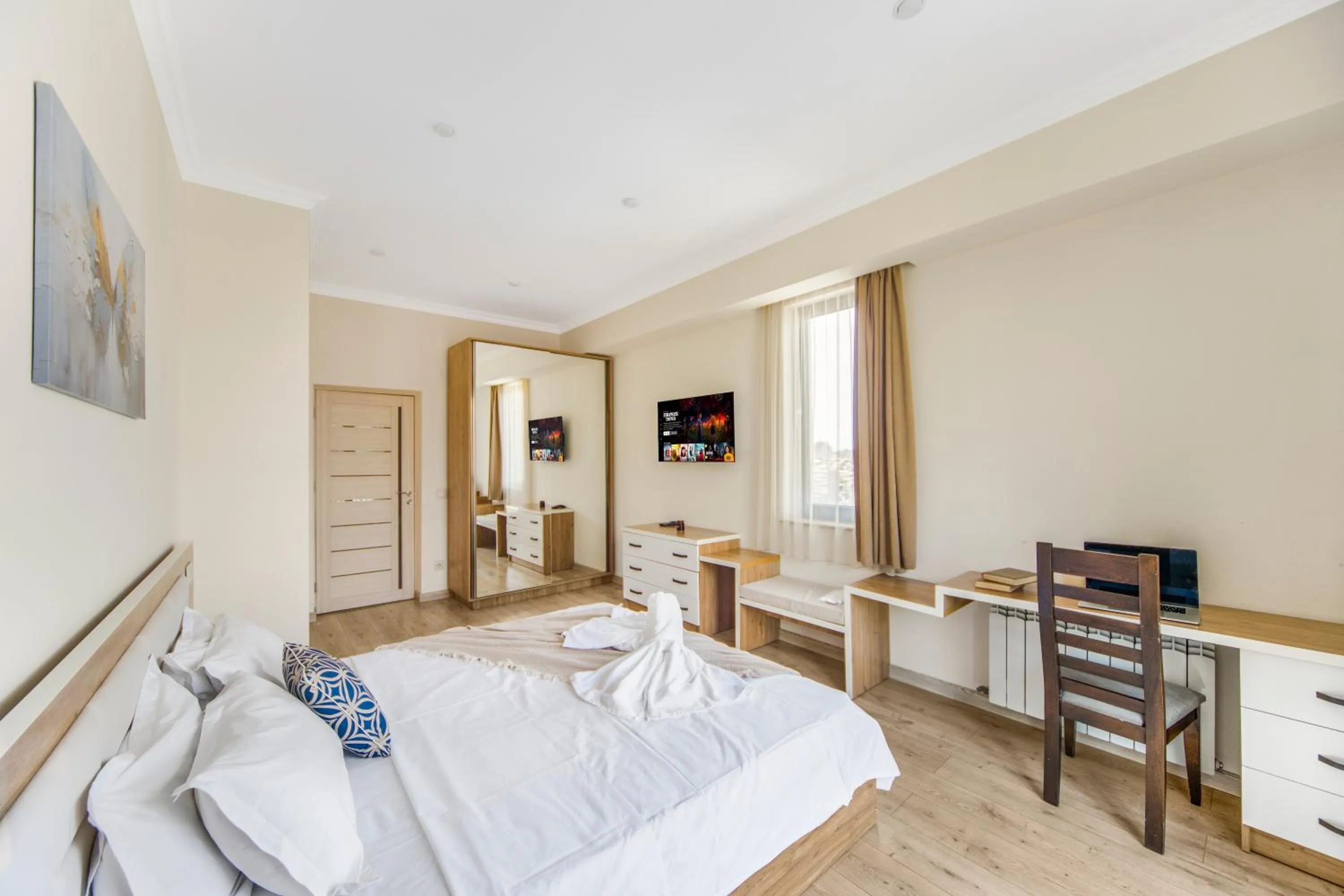 Bedroom, Bed in Apart-hotel on Koghbatsi 16