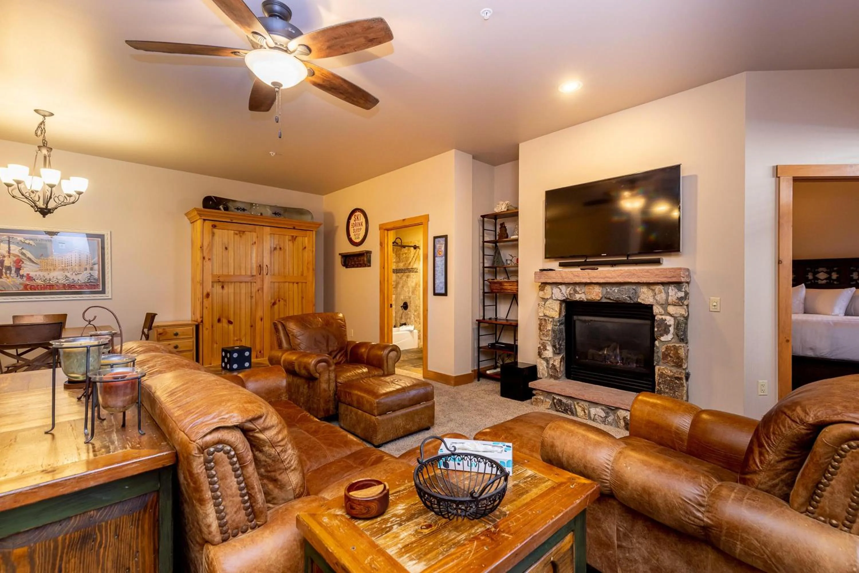 Living room in Expedition Station by Summit County Mountain Retreats