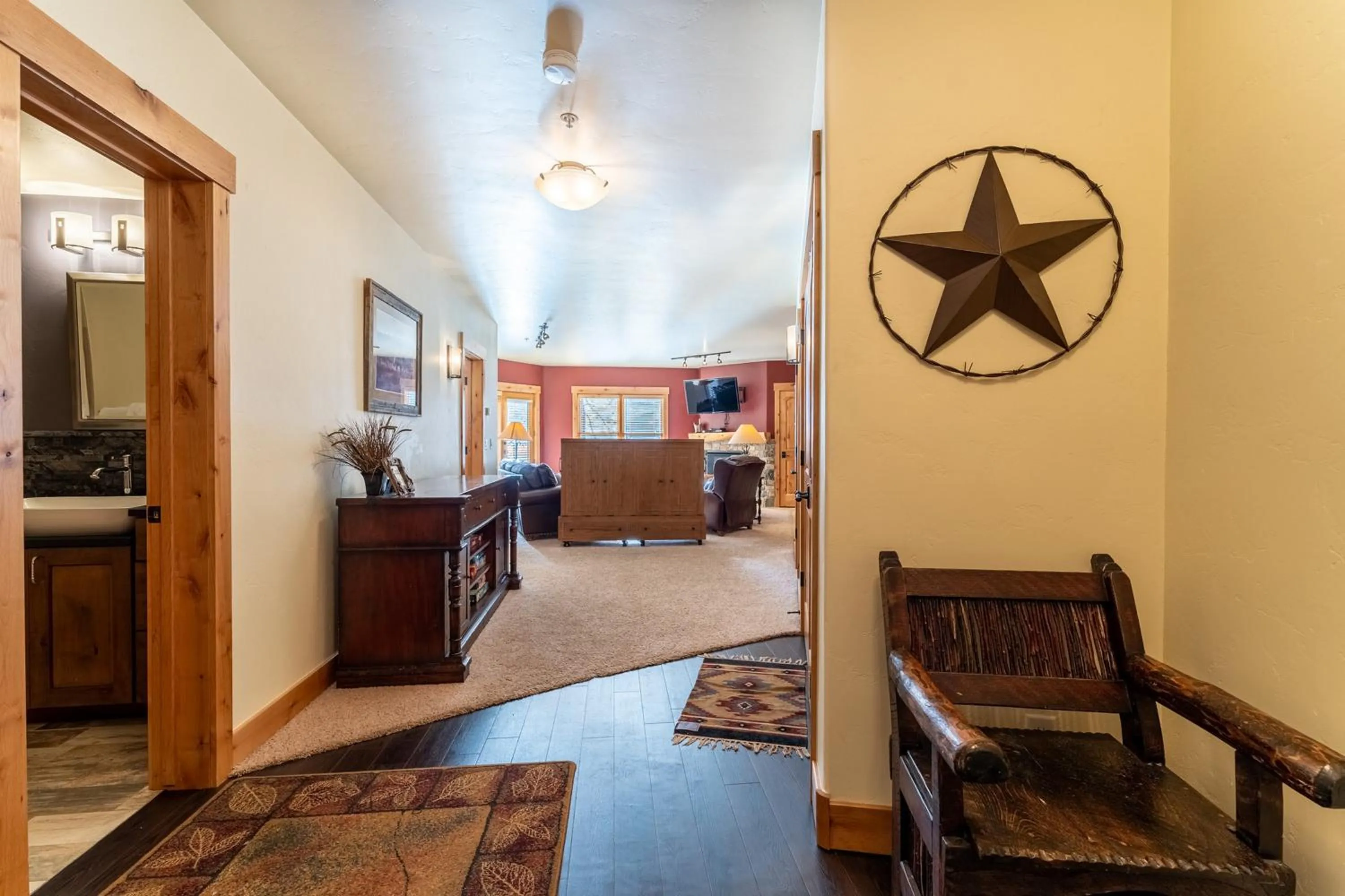 Living room in Tenderfoot Lodge by Summit County Mountain Retreats