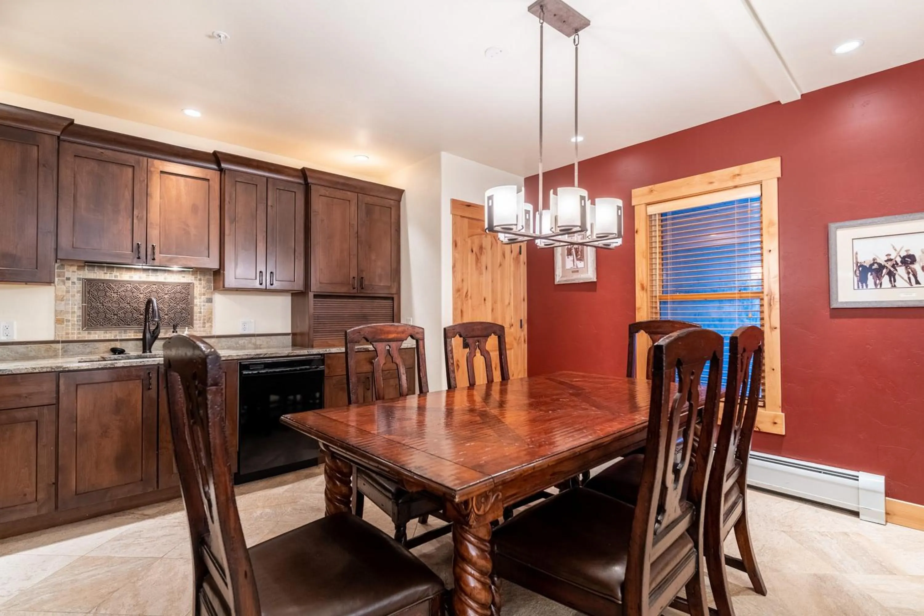 Dining area in Tenderfoot Lodge by Summit County Mountain Retreats