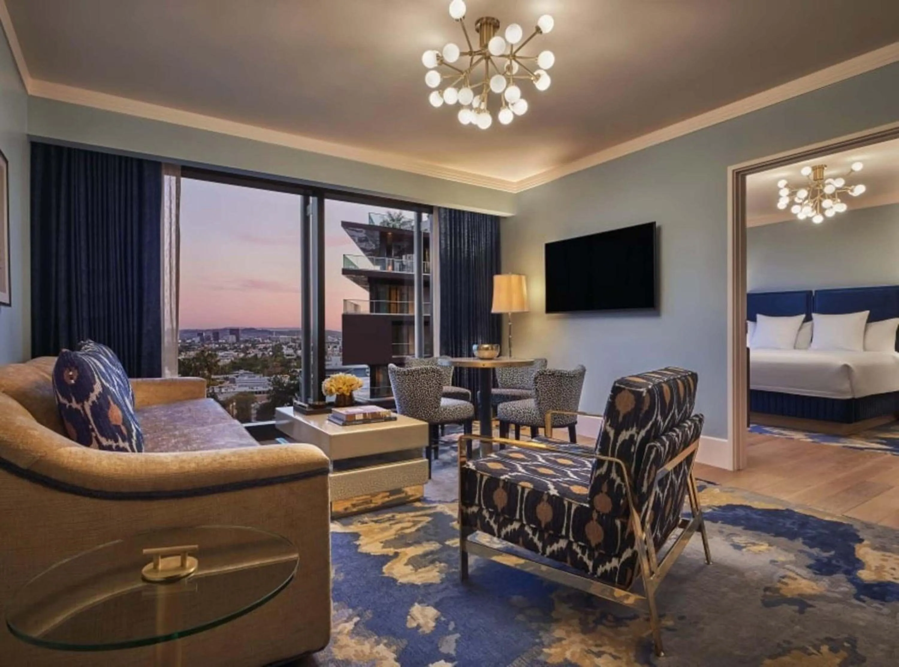 Living room, Bed in The Sun Rose West Hollywood