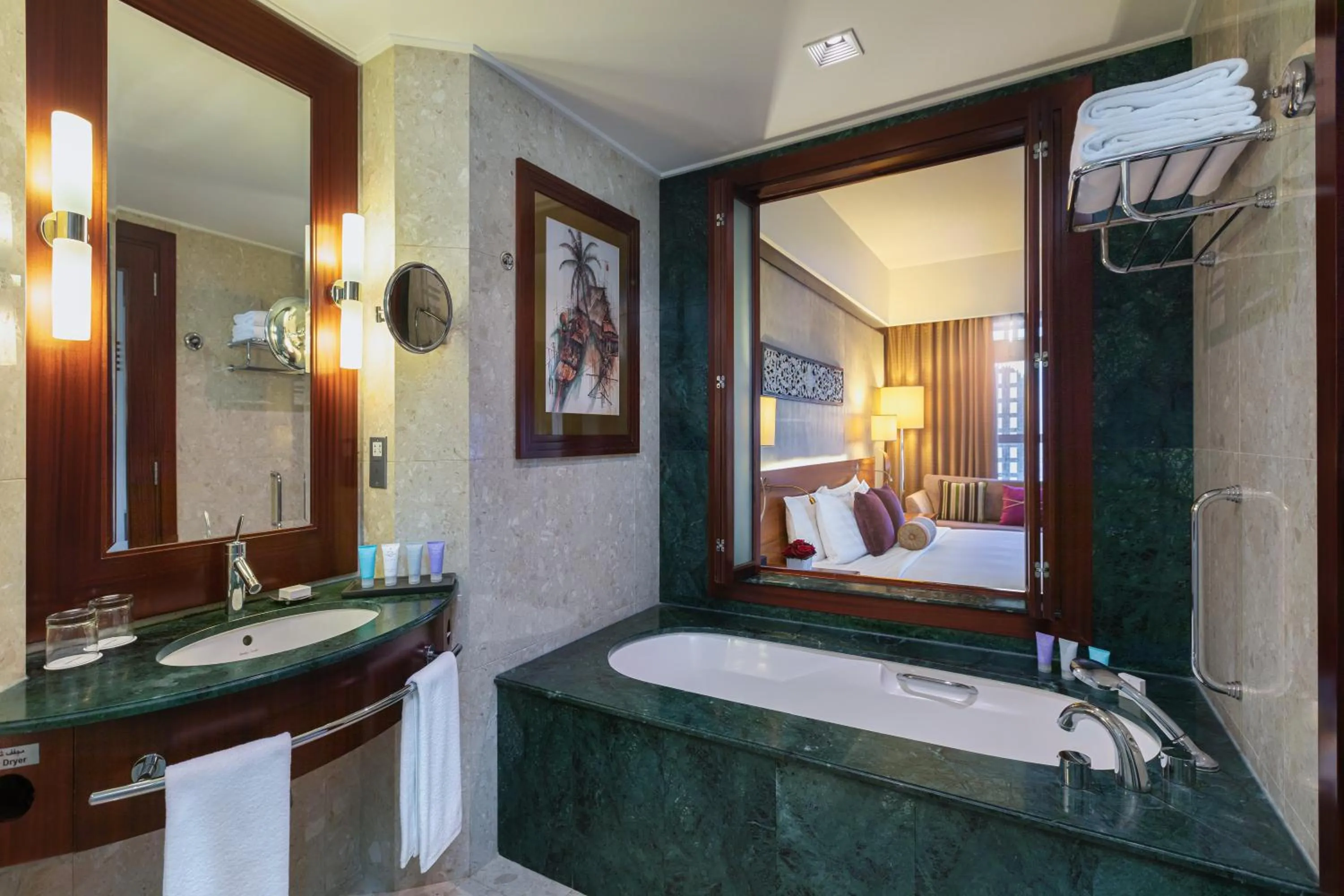 Bathroom, Bed in Dusit Thani Dubai