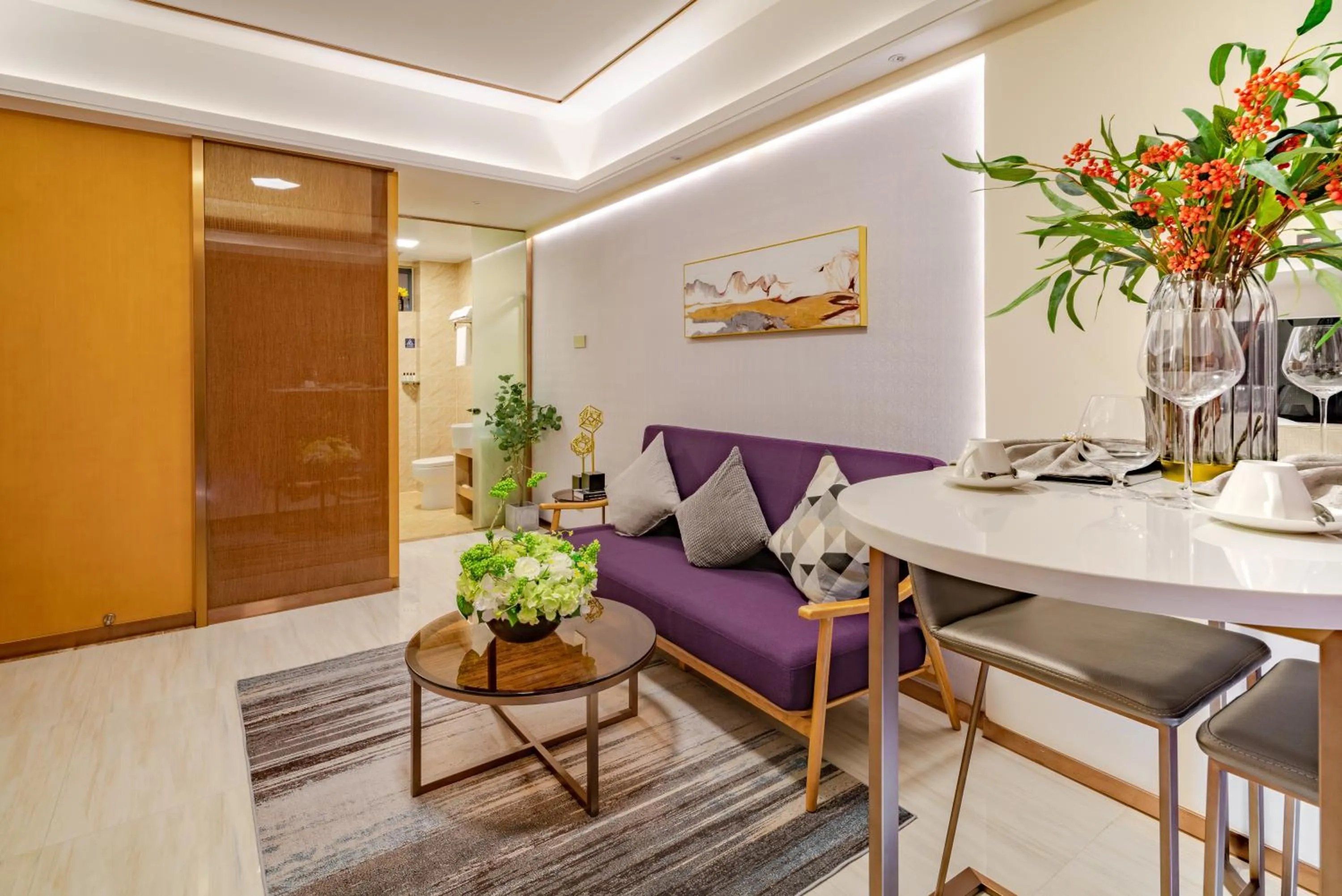 Living room in Dingshang Apartment Hotel