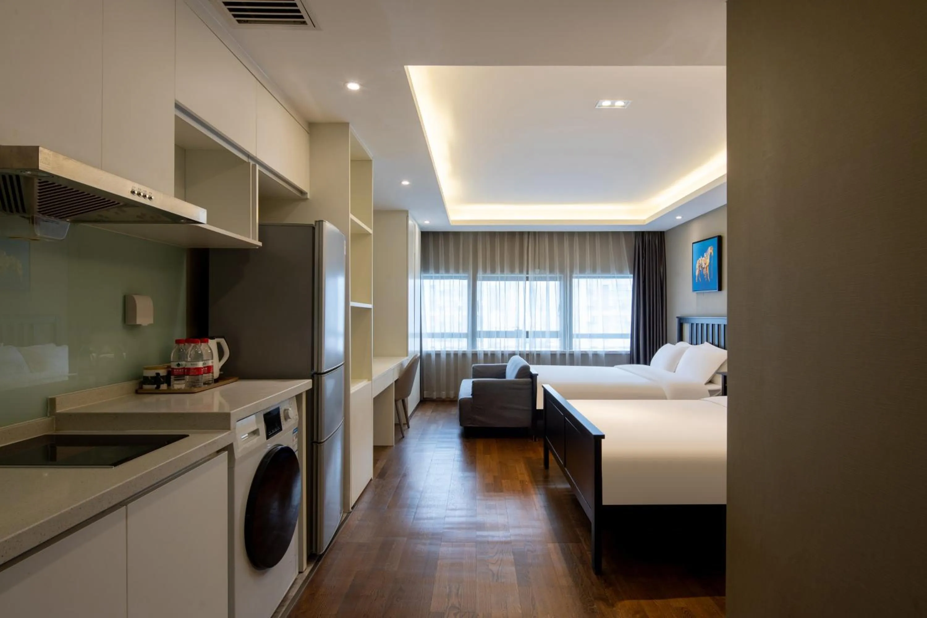 Bed in Estee ApartHotel - Feels like home & Free WiFi & Independent kitchen, Washing machine, Rridge